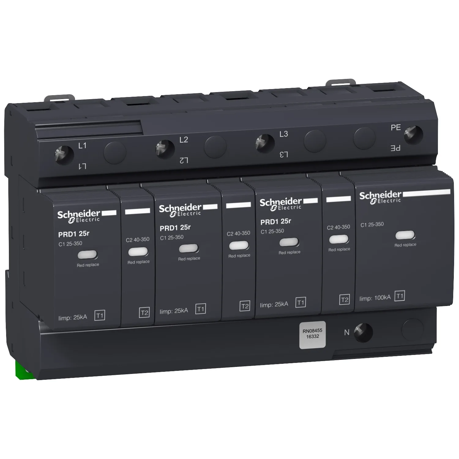 Schneider 16332 - Kombiableiter PRD1 25R 3P+N TYP1+2, Uc 350V