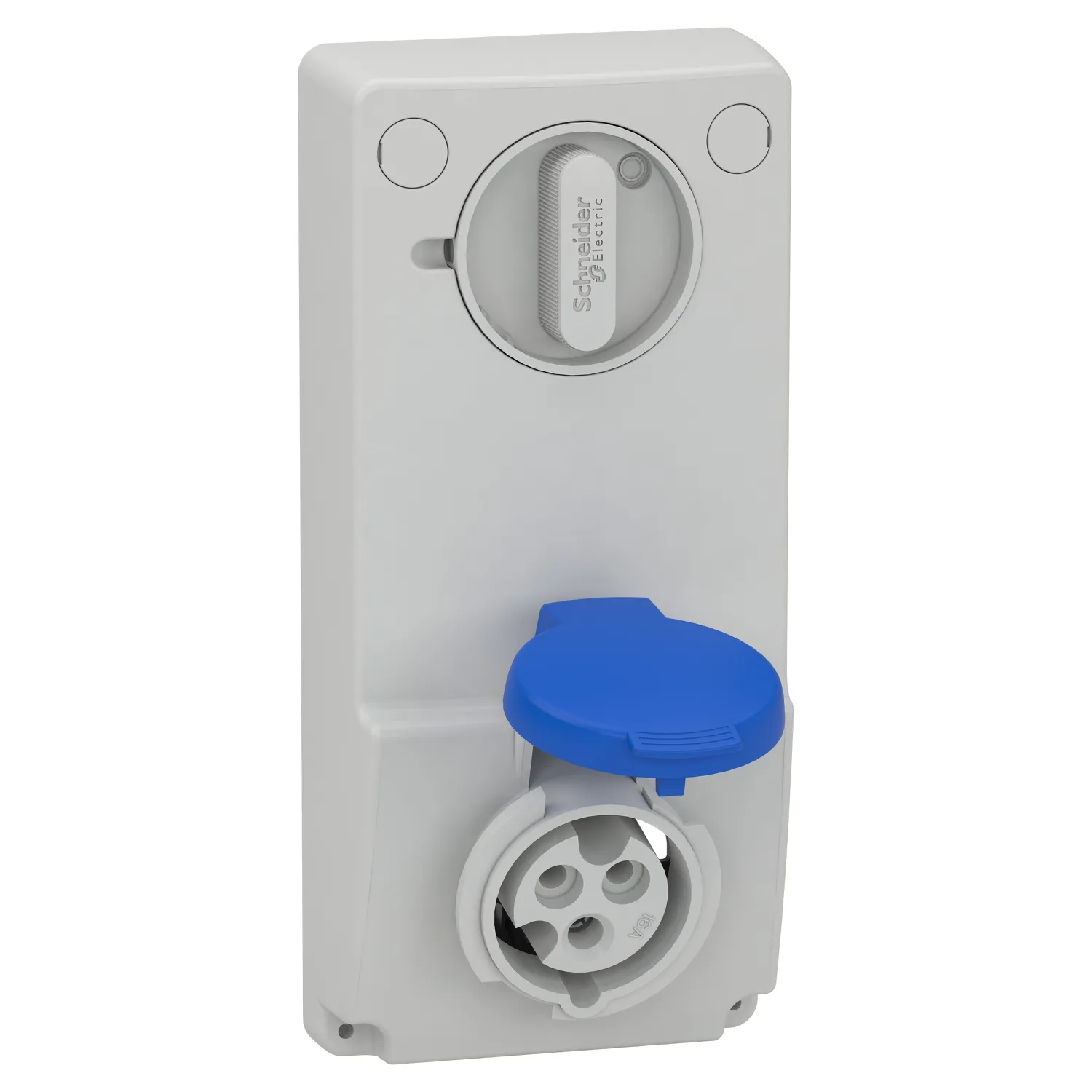 Schneider 82031 - Anbausteckdose verriegelt, 16A, 2p+E, 200-250 V AC, IP44