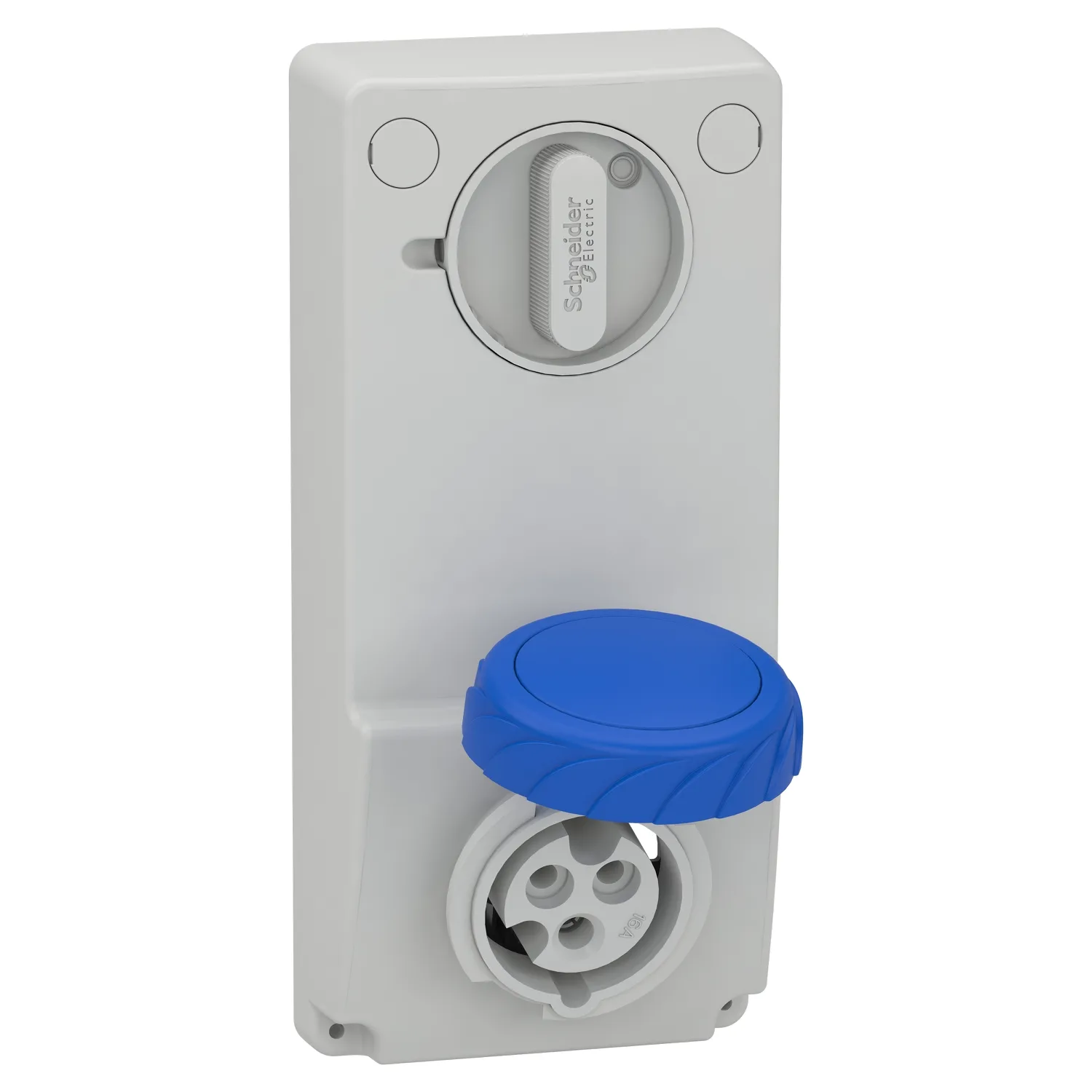 Schneider 82081 - Anbausteckdose verriegelt, 16A, 2p+E, 200-250 V AC, IP65