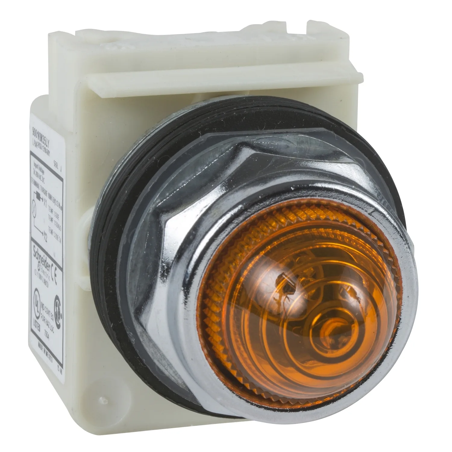 Schneider 9001KP7A9 - yuvarlak ihbar lambası Ø 30 - sarı - akkor duylu BA 9s - 220/240 V AC - IP66