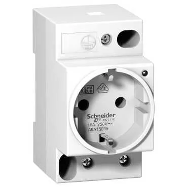 Schneider A9A15035 - A9A15035 - F tipi priz (Schuko); 250VAC; 16A; DIN rayına montaj için