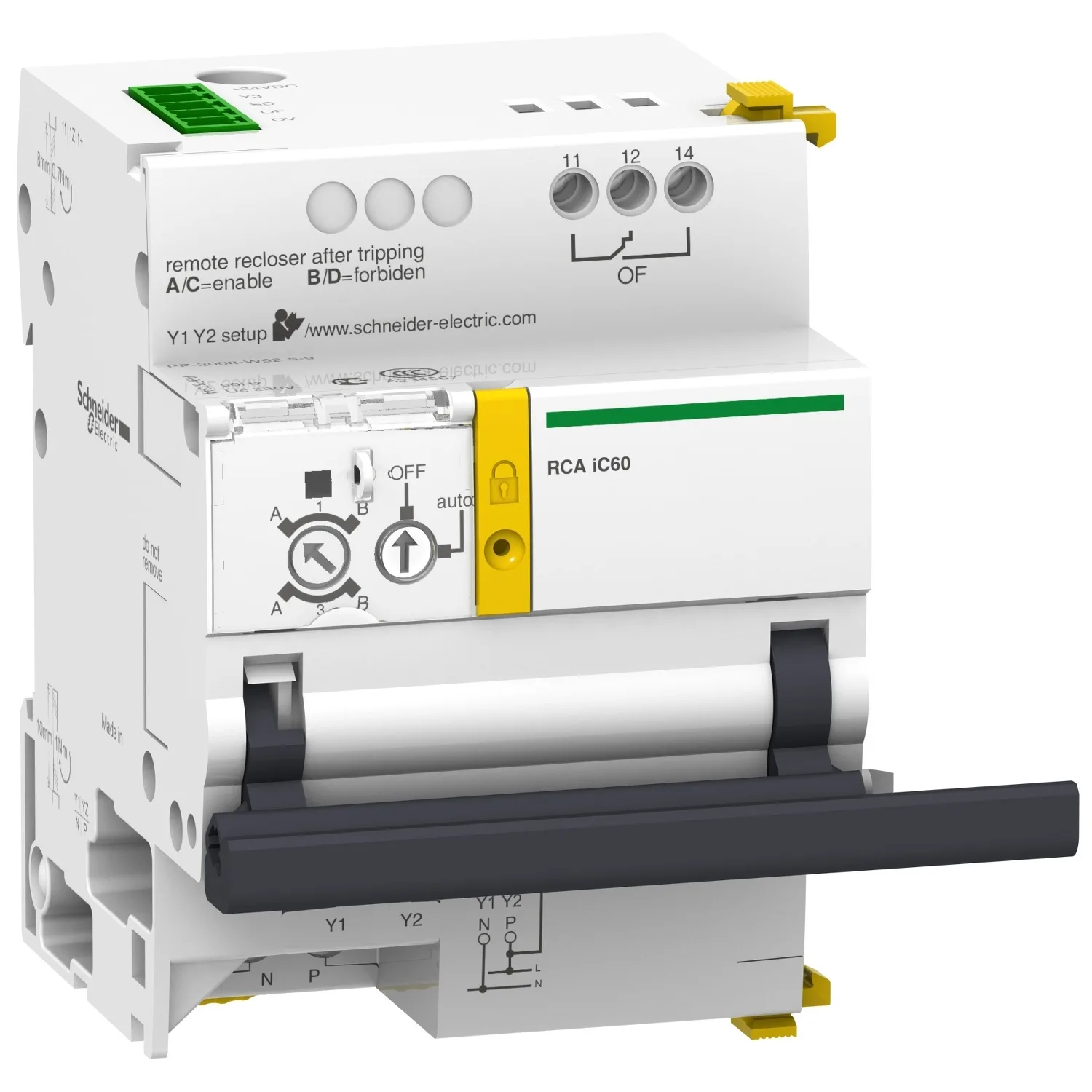 Schneider A9C70122 - Fernantrieb RCA mit Ti24 für iC60 1P/2P, 230V AC, seitlich anbaubar