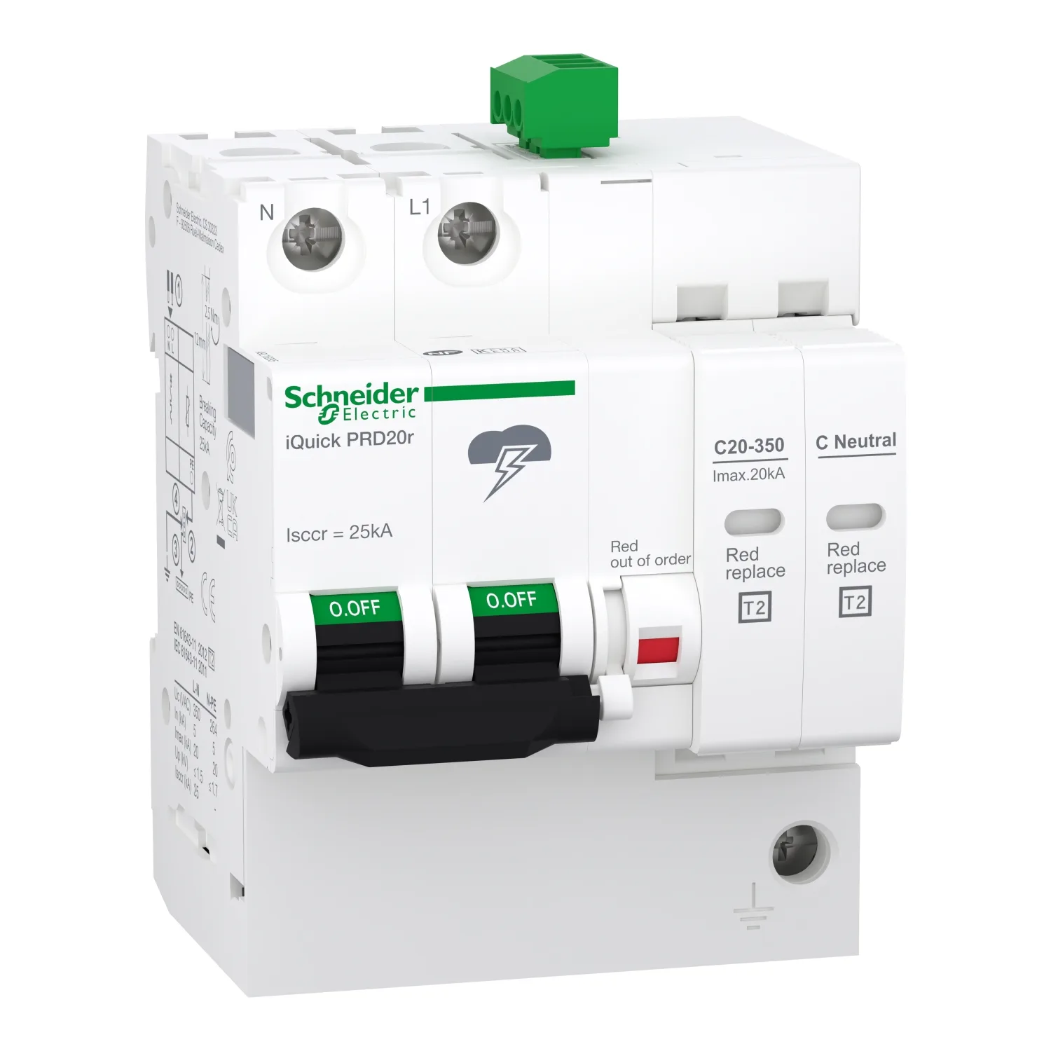 Schneider A9L16295 - Überspannungsbegrenzer; Typ 2; Pole: 1+N; für DIN-Schiene; IP20