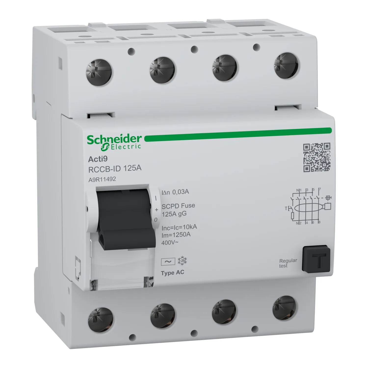 Schneider A9R11492 - Acti9 RCCB-ID 4P 125A 30mA AC tipi YENİ (16905 yerine)