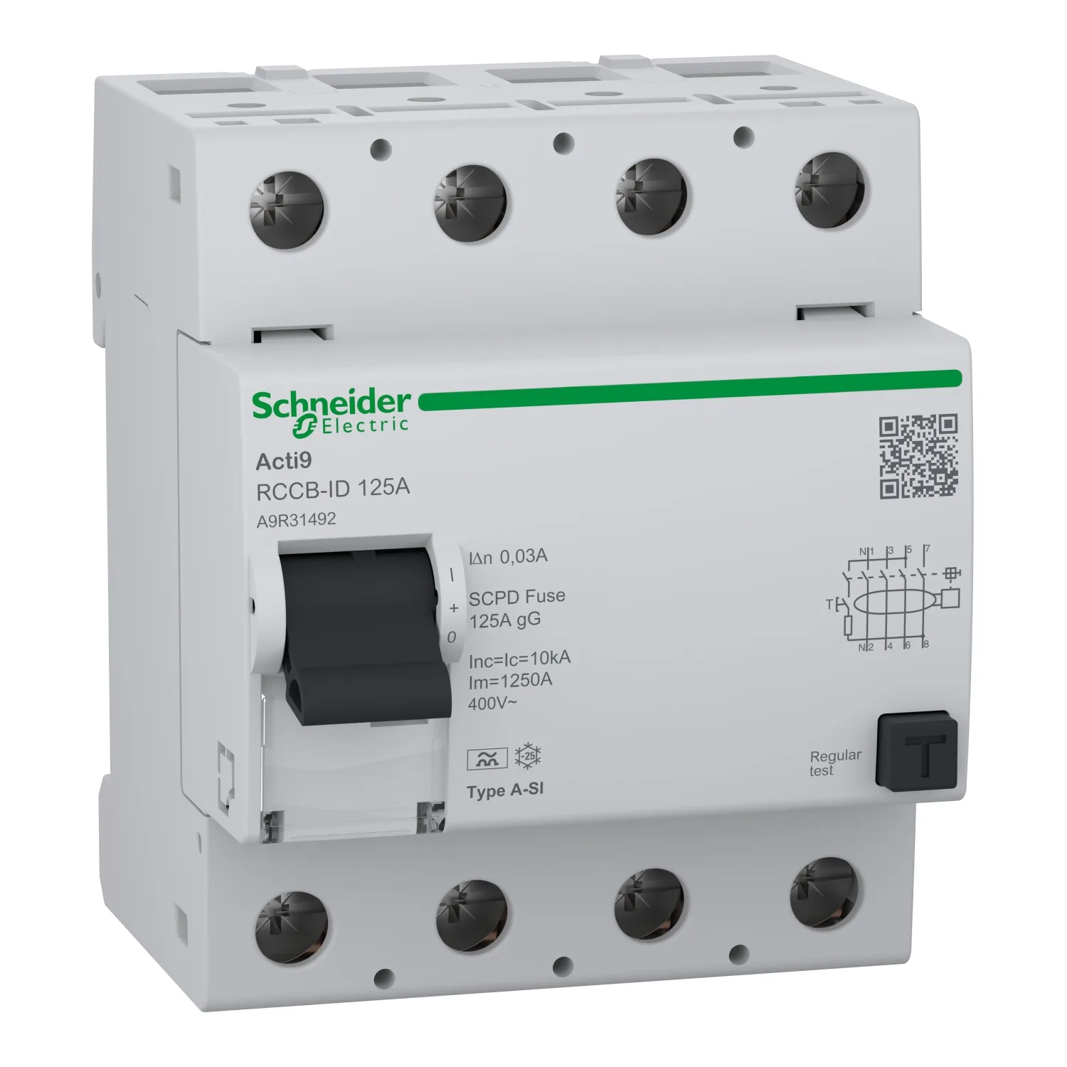 Schneider A9R31492 - Acti9 RCCB-ID 4P 125A 30mA A-SI Typ NEU (ersetzt 16920)