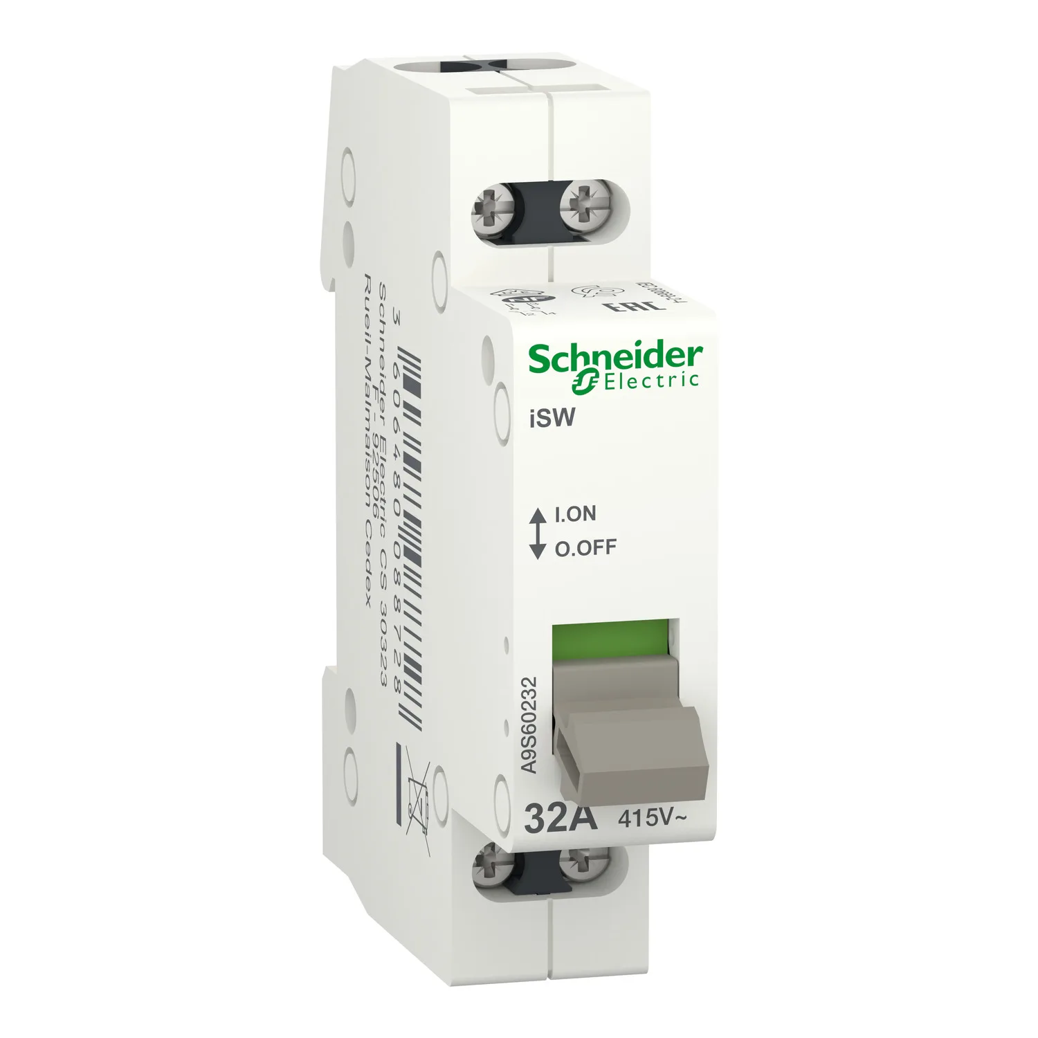 Schneider A9S60232 - Lasttrennschalter; Pole: 2; für DIN-Schiene; 32A; 415VAC; IP40