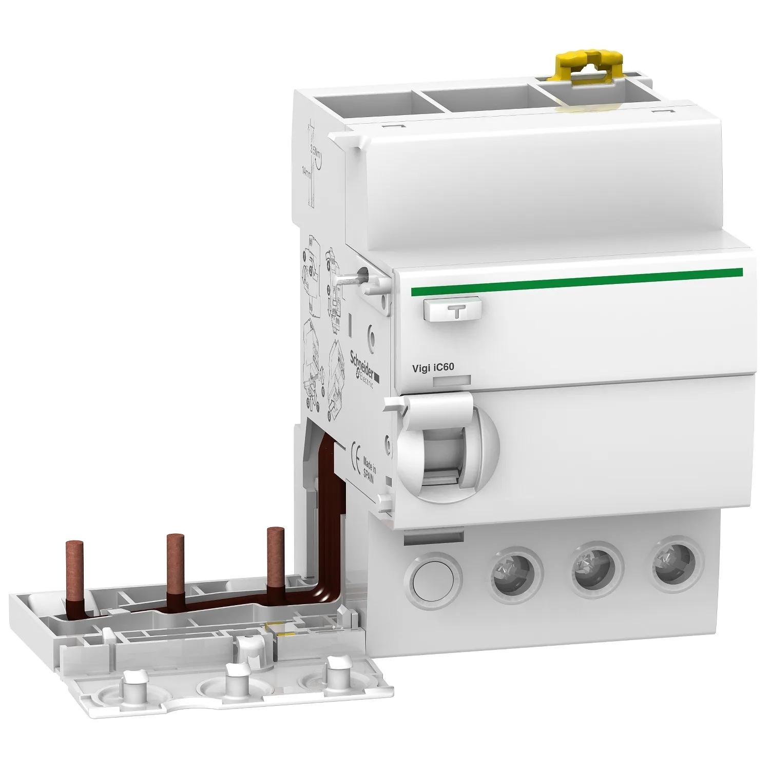 Schneider A9V41363 - Kaçak akım ek cihazı, Acti9 Vigi iC60, 3P, 63A, AC tipi, ani, 30mA, 400...415VAC