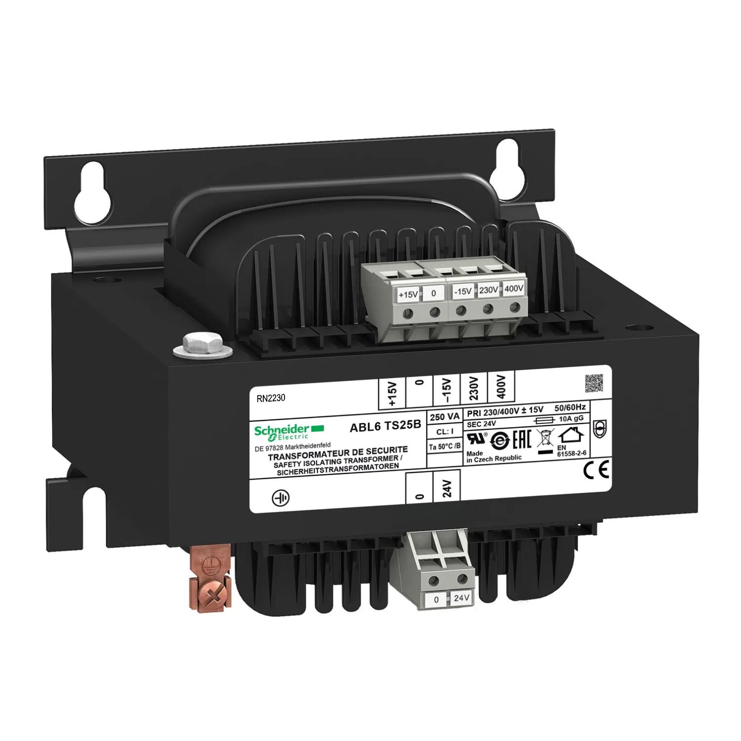 Schneider ABL6TS25B - Trafo: şebeke; 250VA; 230VAC,400VAC; 24V; vidalı tip; IP00