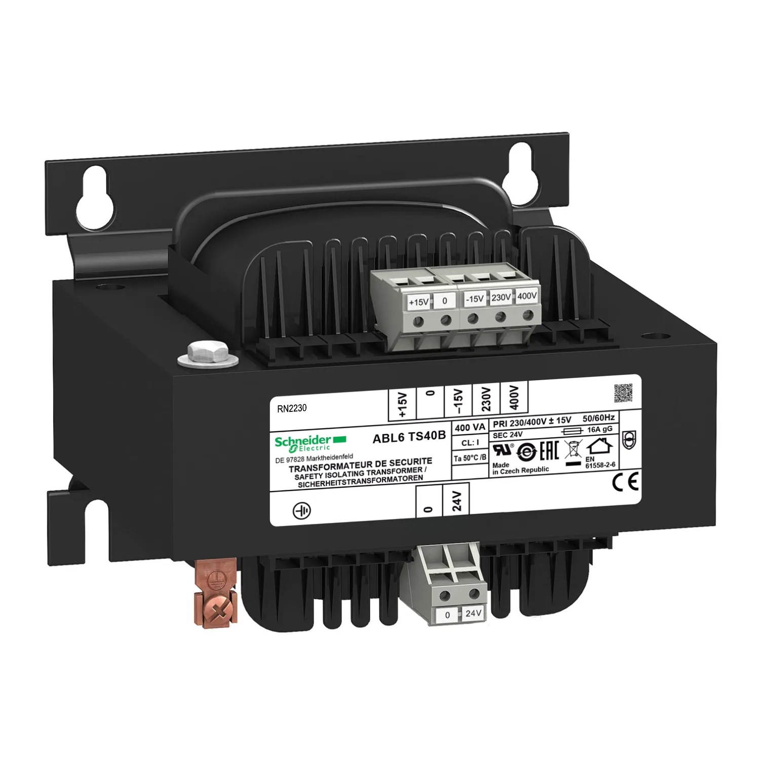 Schneider ABL6TS40B - ABL6TS40B - Trafo: şebeke; 400VA; 230VAC,400VAC; 24V; vidalı tip; IP00