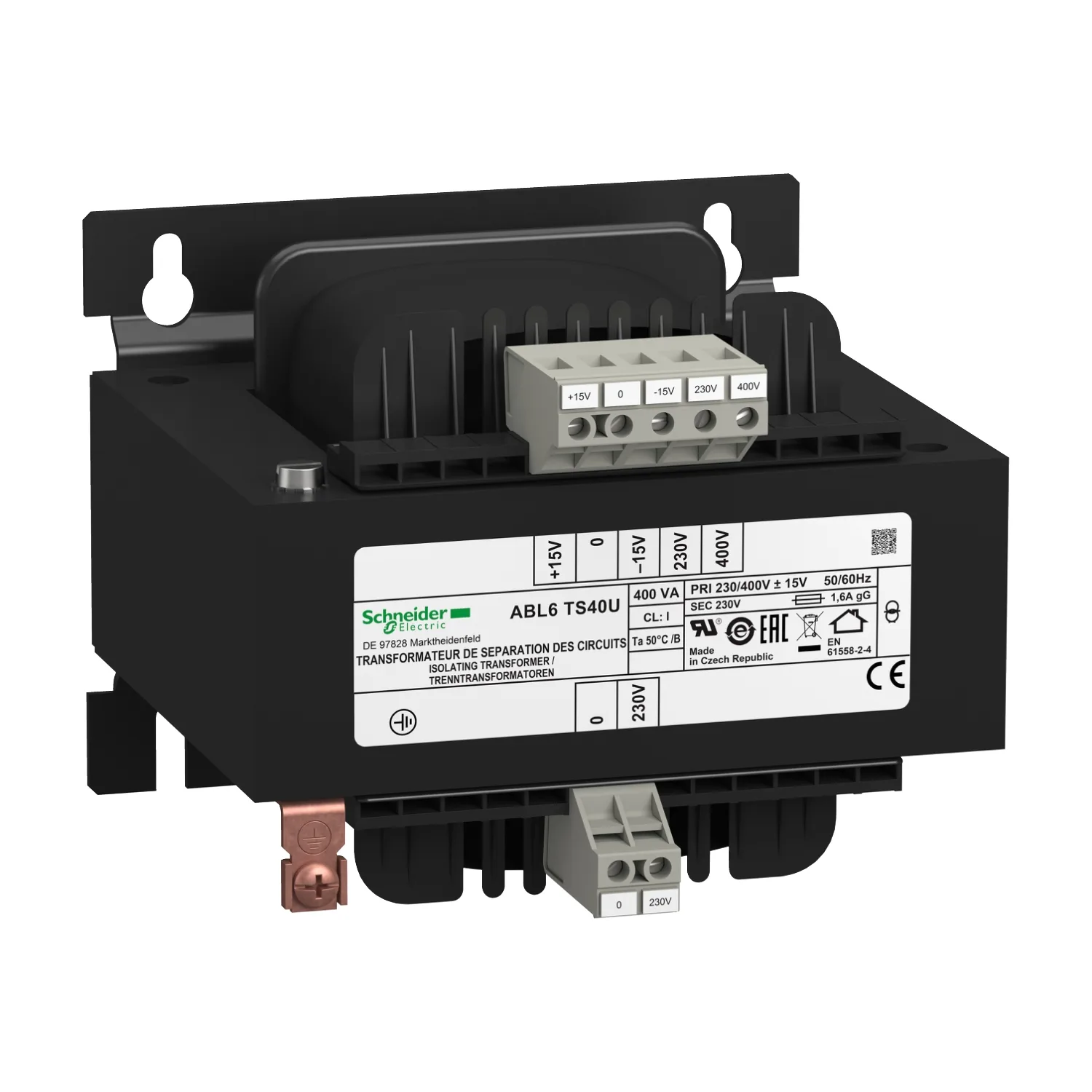 Schneider ABL6TS40U - Transformer: mains; 400VA; 230VAC,400VAC; 230V; screw type; IP00