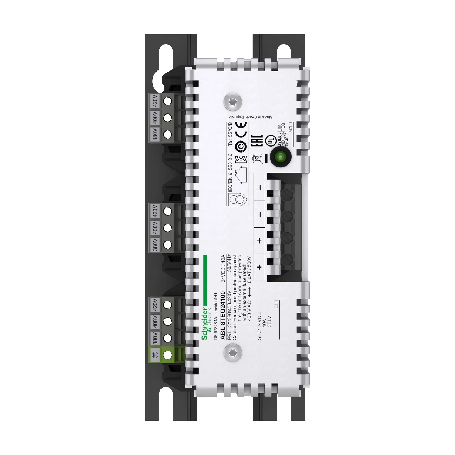 rectified and filtered power supply - 3-phase - 400 V AC - 24 V - 10 A - 4