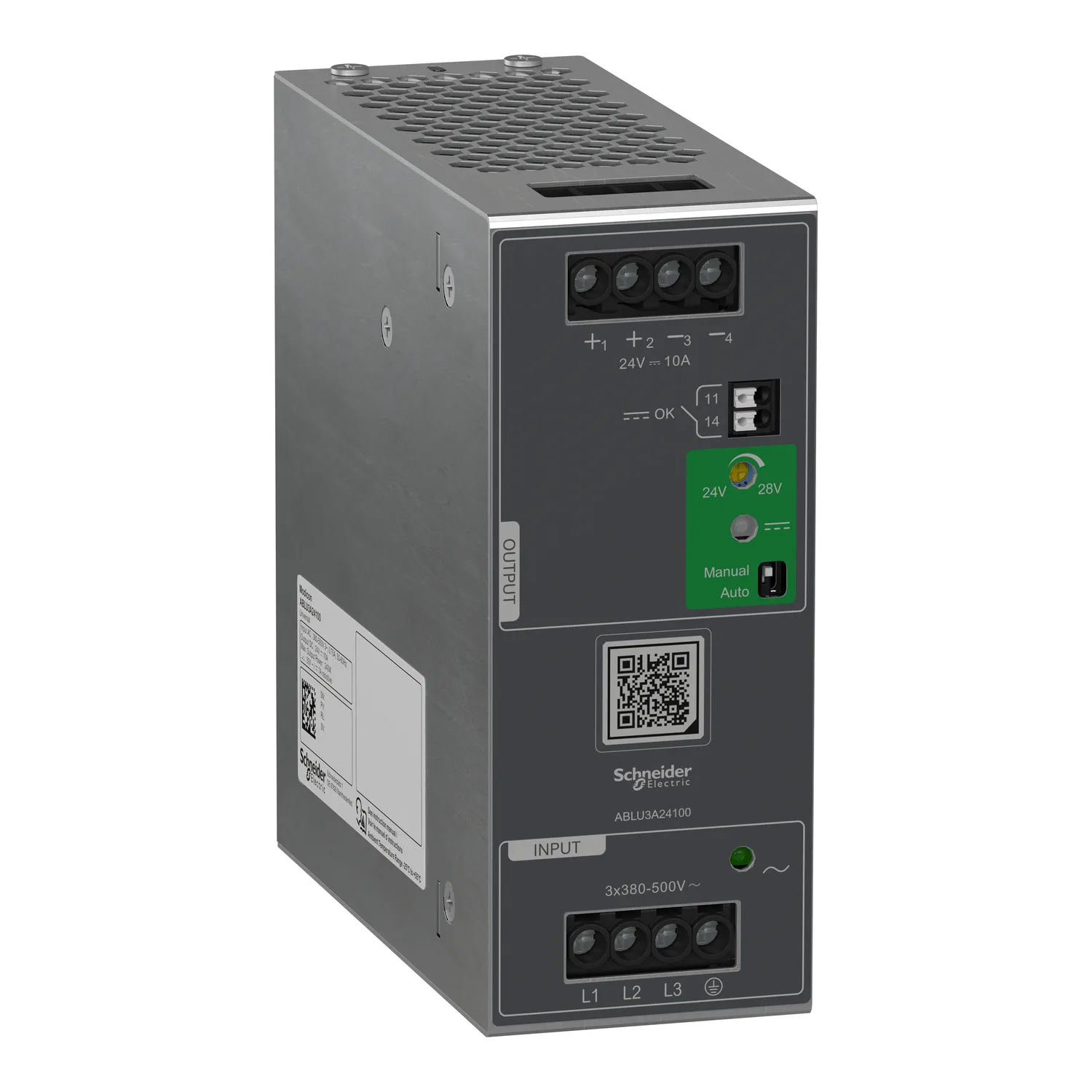 Schneider ABLU3A24100 - POWER SUPPLY, 380...500 V AC, 3 faz, 24V, 10A