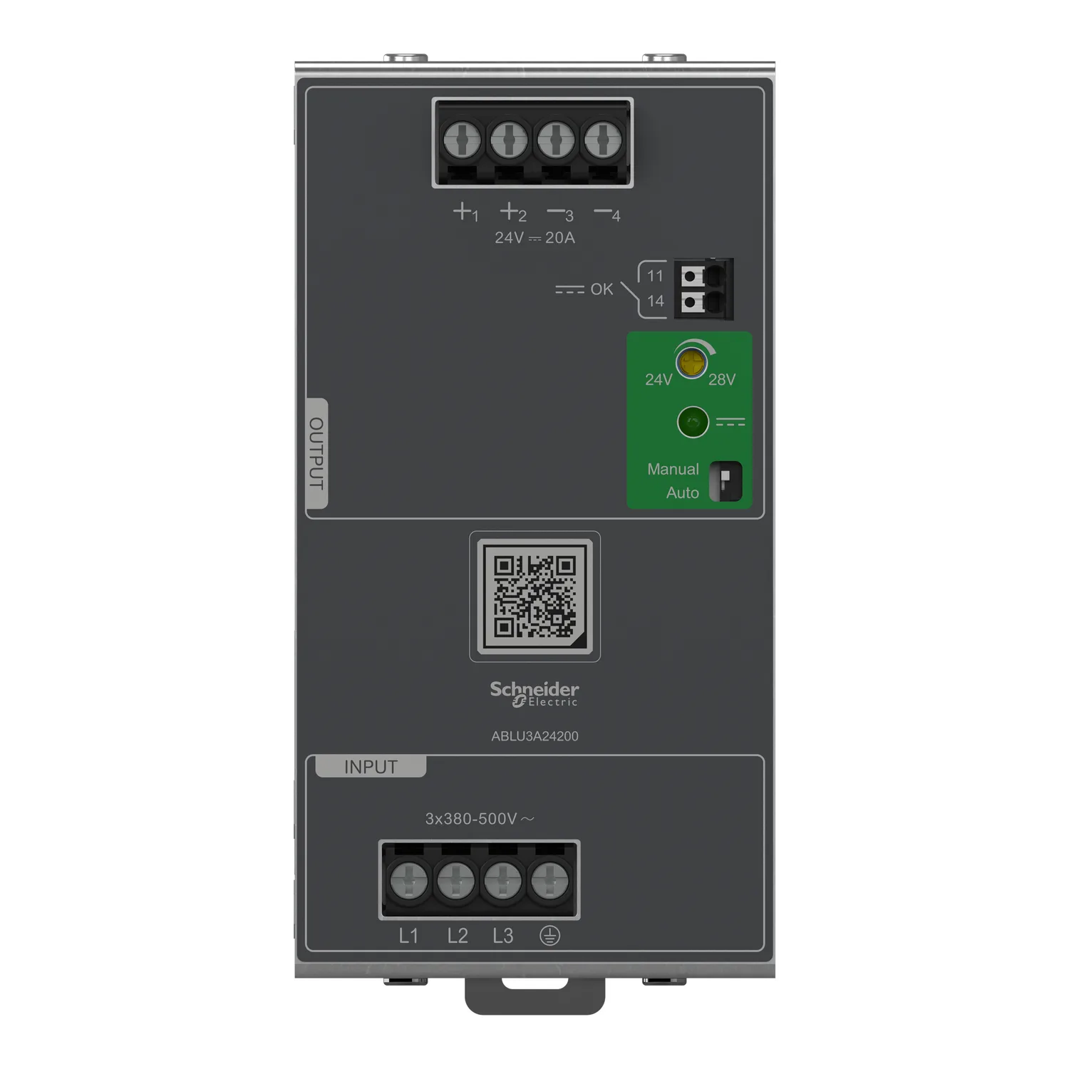 Modicon - Alimentation - Sortie 24 VDC - 20A - 3 Phases - Universelle - 3