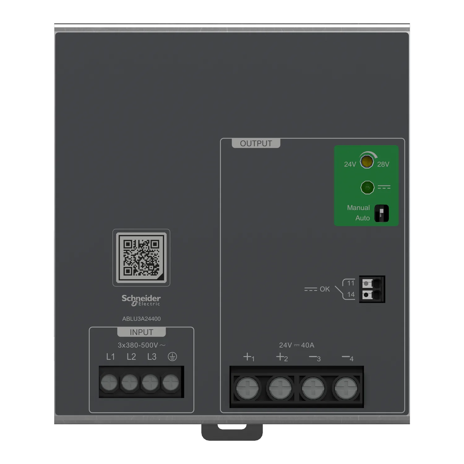 Spannungsversorgung, Modicon ABLU, Universal, getaktet, 380-500V AC, 3-phasig, 24V DC, 40A, 960W - 3
