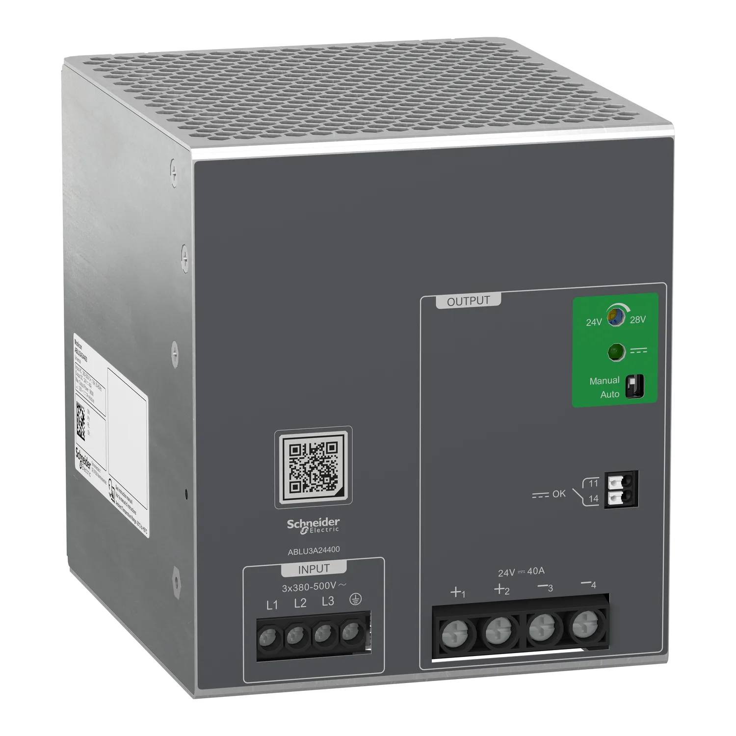 Schneider ABLU3A24400 - Spannungsversorgung, Modicon ABLU, Universal, getaktet, 380-500V AC, 3-phasig, 24V DC, 40A, 960W