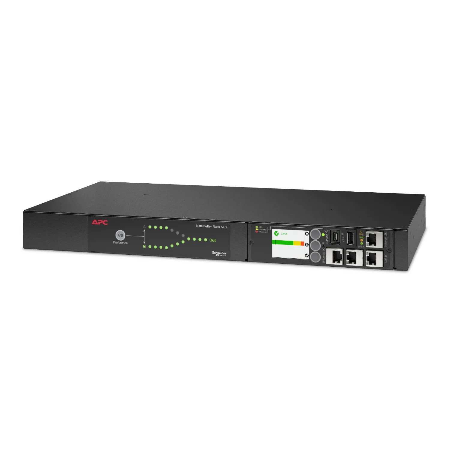 Schneider AP4421A - AP4421A - APC Netshelter ATS, 1U, 10A, 230V, C14 Giriş, (12)C13 Çıkış, 50/60Hz