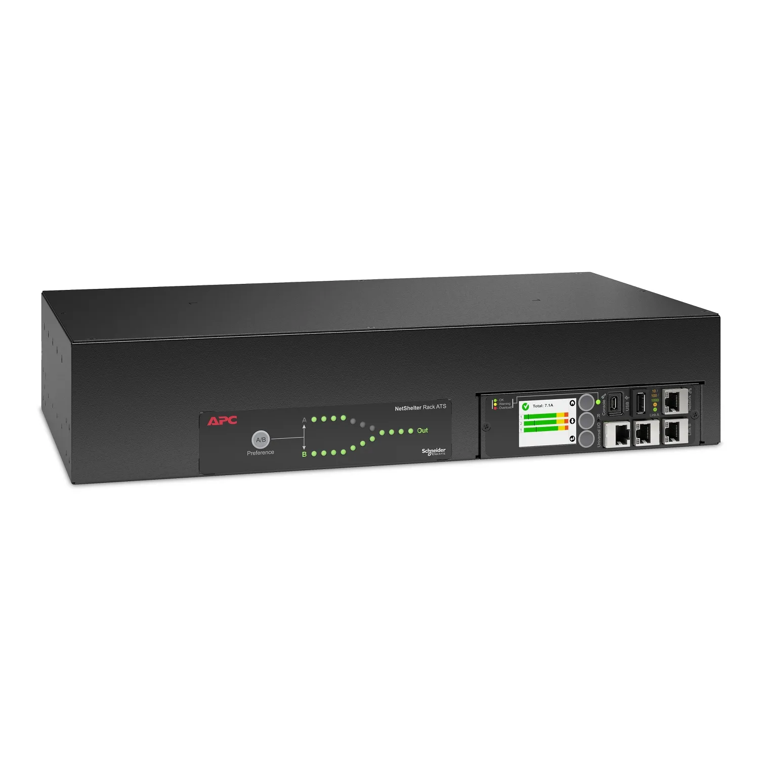 APC Netshelter Rack Automatic Transfer Switch, 2HE, 32A, 230V, 2 IEC 309 IN, 16 C13, 2 C19 OUT, 50/60 Hz - 2