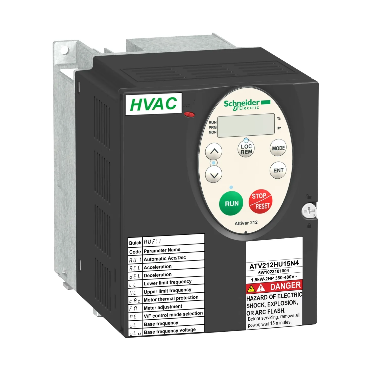 Schneider ATV212HU15N4 - ATV212HU15N4 - Otomasyon modülü: vektör invertör; 1.5kW; 3x400VAC; 0÷10VDC