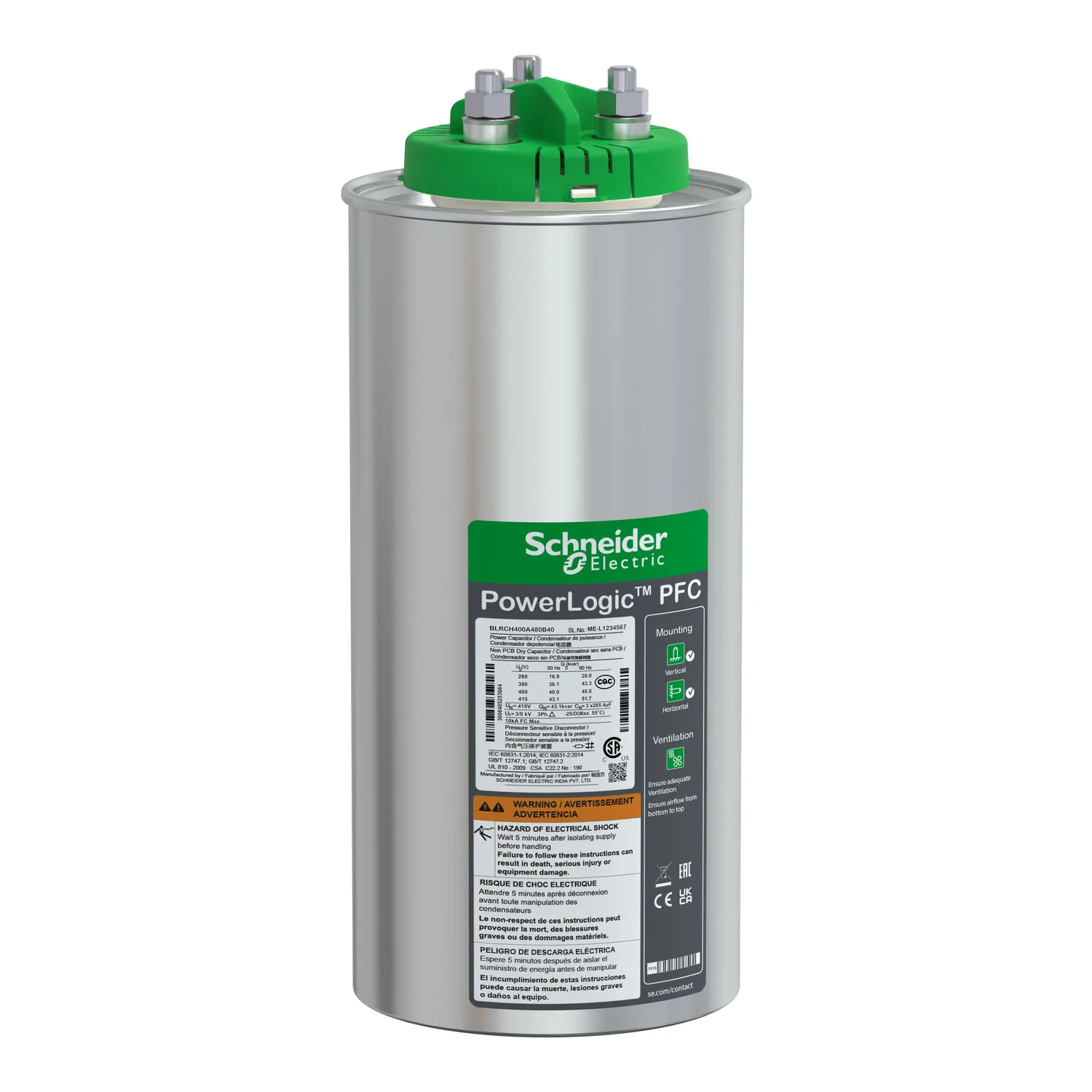 Schneider BLRCH400A480B40 - VarPlus Can HDuty Kondansatör - 40/48 kvar - 400 V - 50/60Hz