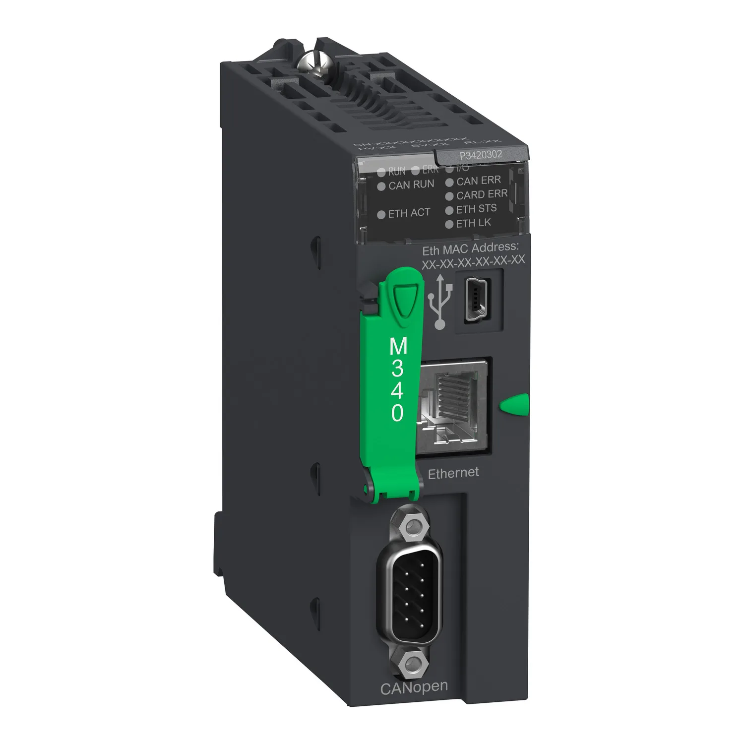 Schneider BMXP3420302 - Modicon M340 CPU-Modul, max. 1024 digitale + 256 analoge E/A, CANopen, Ethernet TCP/IP