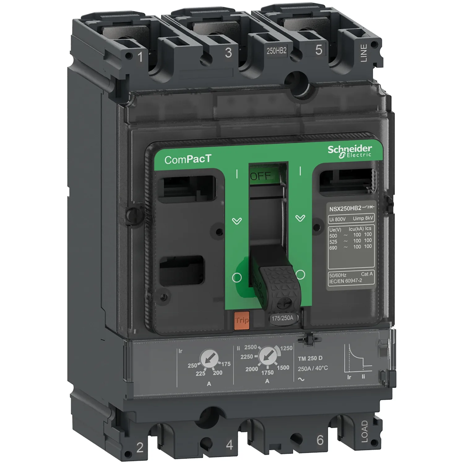 Schneider C25R3TM200 - NSX250 R TM 200D 45kA 690V 3P
