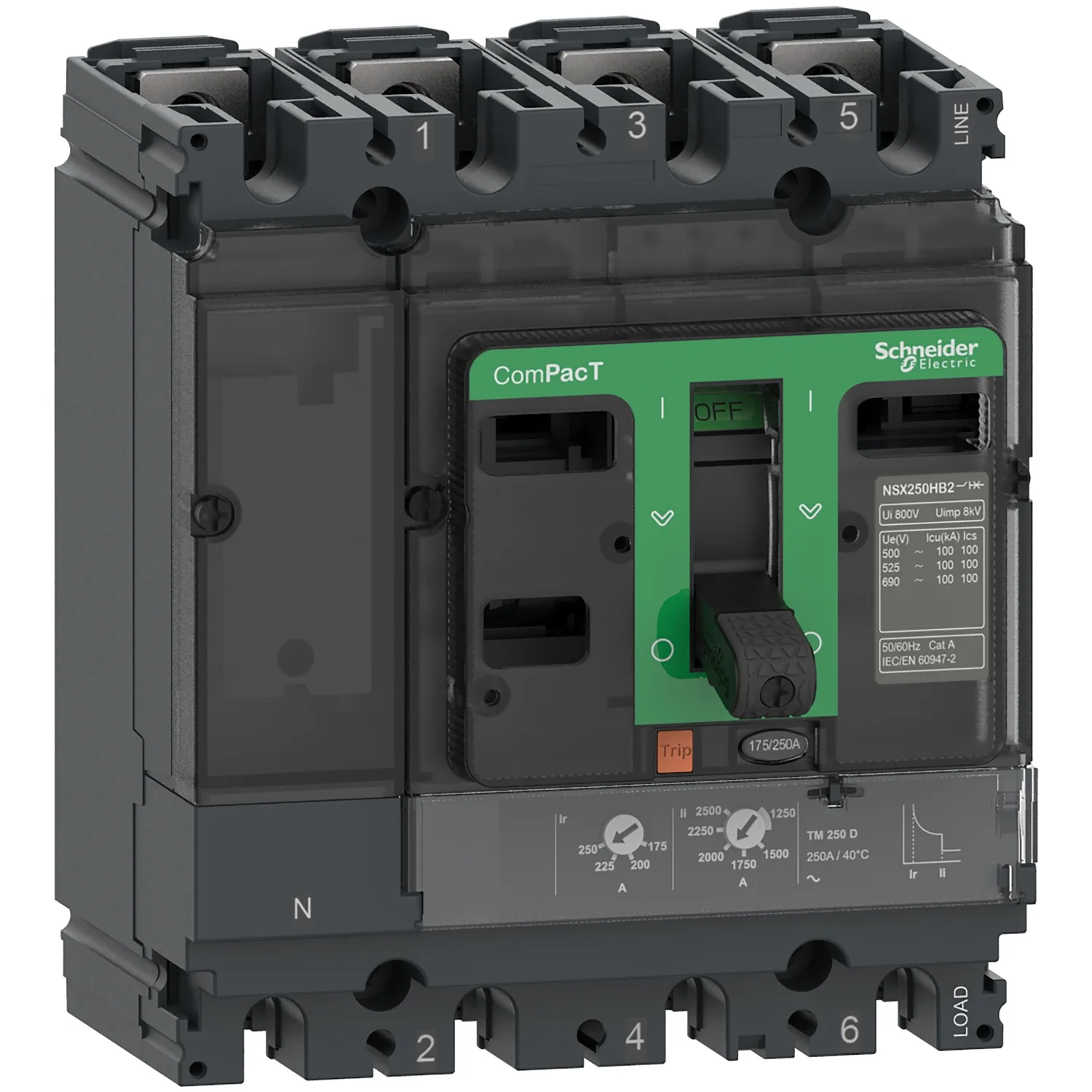 Schneider C25W4TM250 - NSX250 HB2 TM 250D 100kA 690V 4P