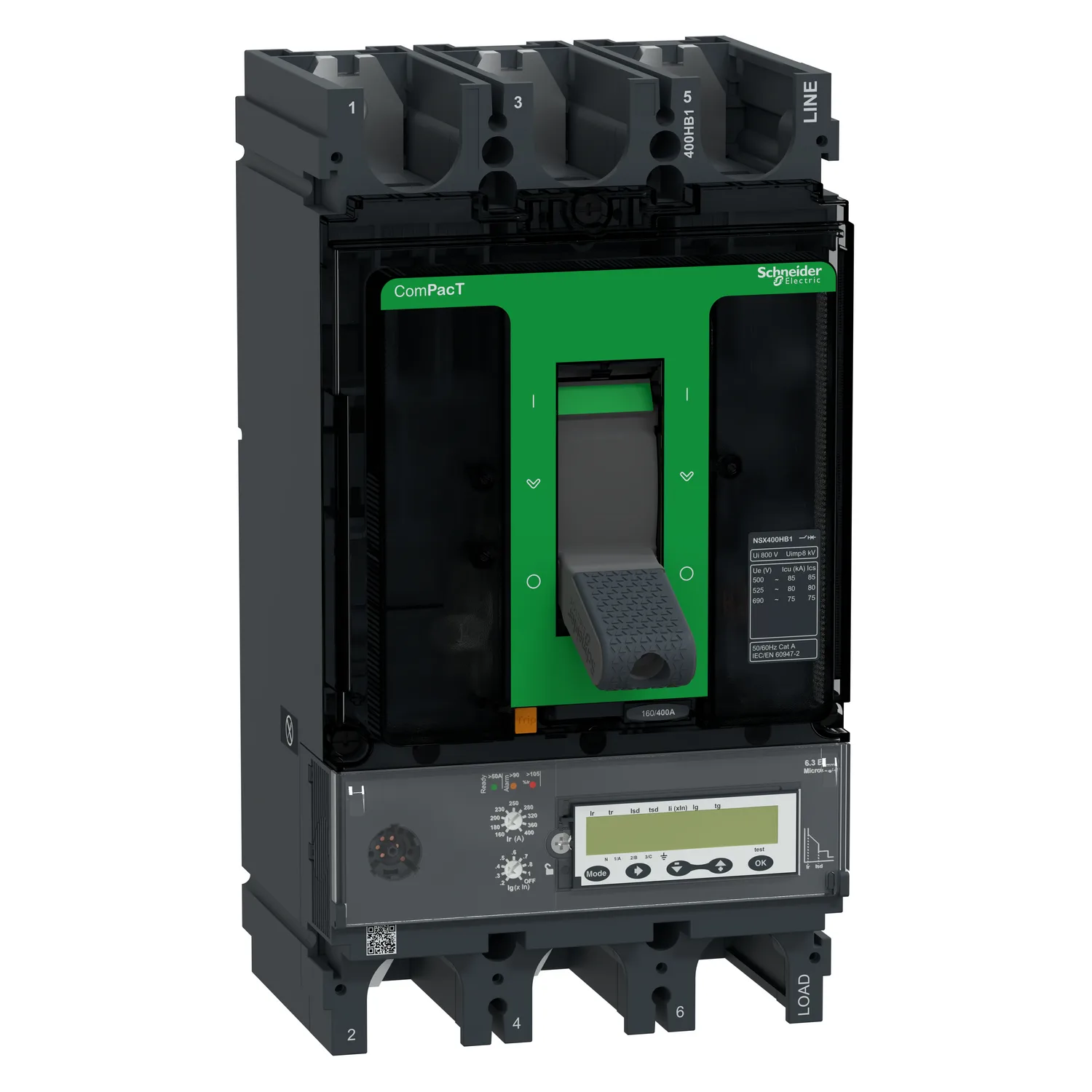 Schneider C40V36E400 - ComPacT NSX400HB1 - Disjoncteur - MicroLogic 6.3E 400A - 3P3D - 75kA - fixe