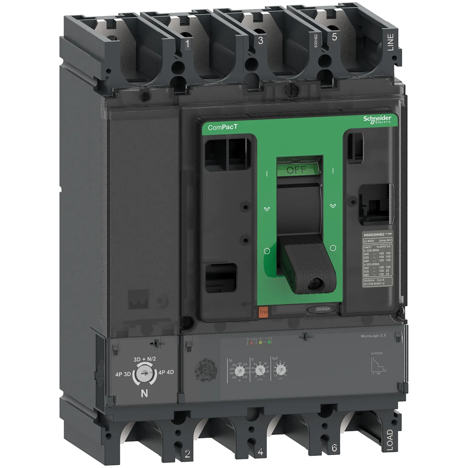 Schneider C63W42D630 - C63W42D630 - NSX630 HB2 ML2.3 100kA 690V 4P