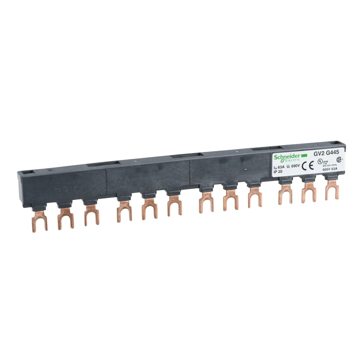 Schneider GV2G445 - Drehstrom-Sammelschienensystem, 63A, 4Abgangsstellen, 45mm Abstand