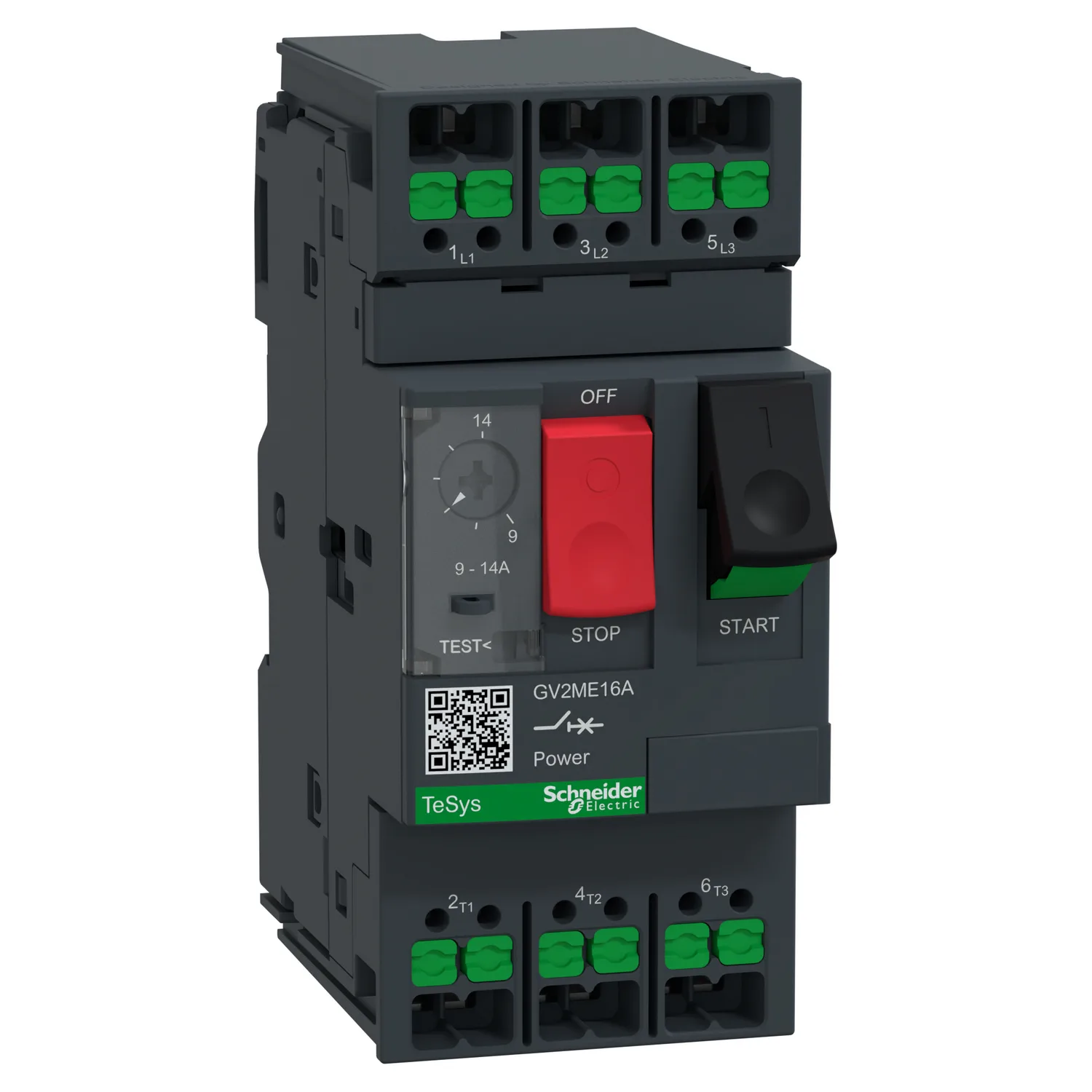 Schneider GV2ME16A - TeSys GV2ME - Snap In - disj. moteur - 9 à 14A - 3P 3d - magnéto-thermique