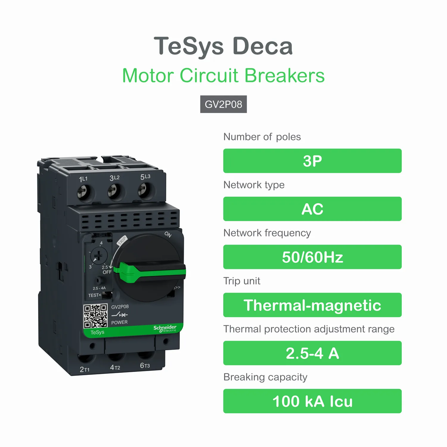 Interrupteur de moteur; 1,1kW; 230÷690VAC; pour rail DIN; IP20 - 2