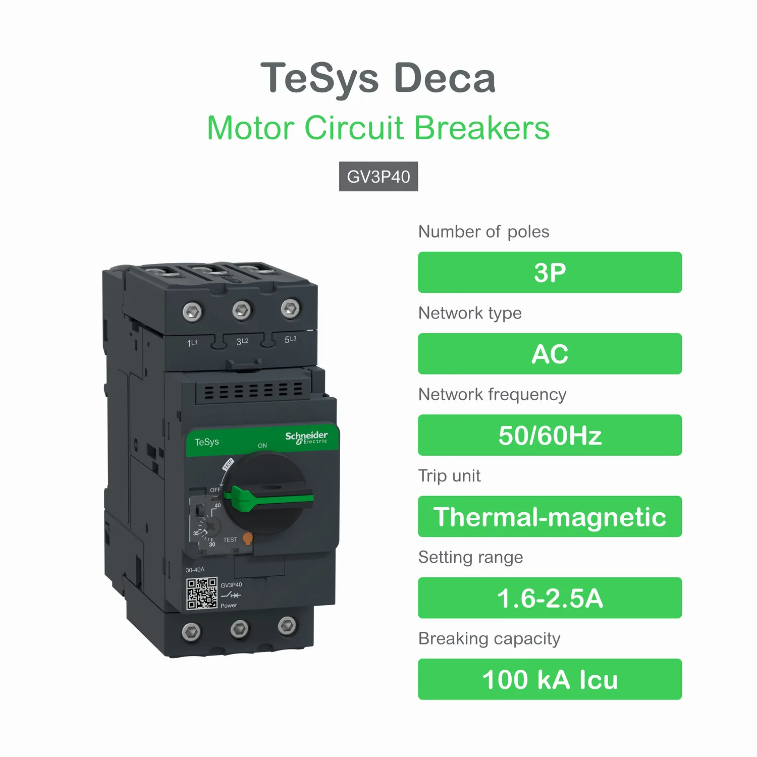 GV3P40 - TeSys GV3 Motor Devre Kesici Termik Many. 30-40A - 2