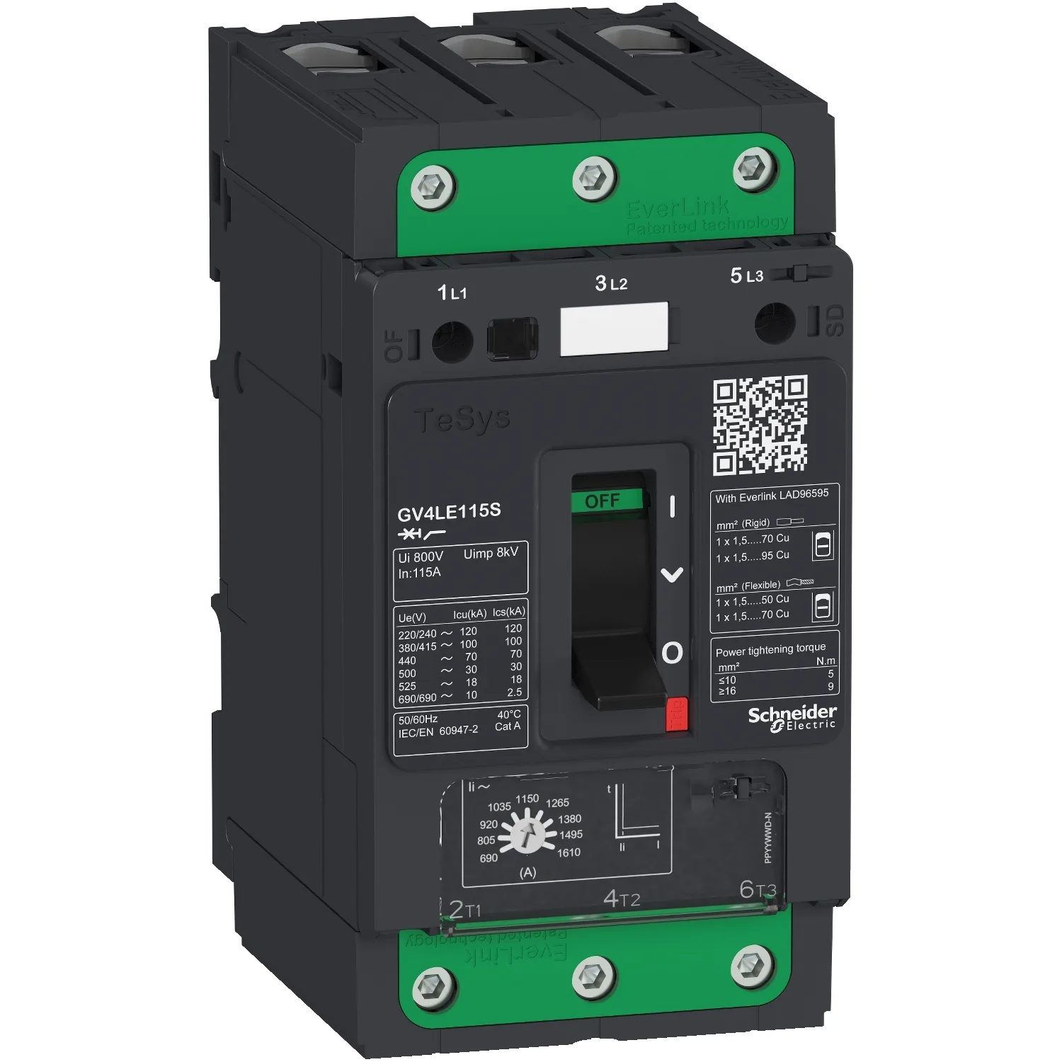 Schneider GV4LE03N - GV4LE03N - TeSys GV4 Motor Devre Kesici Many. 3P 3.5A 50kA