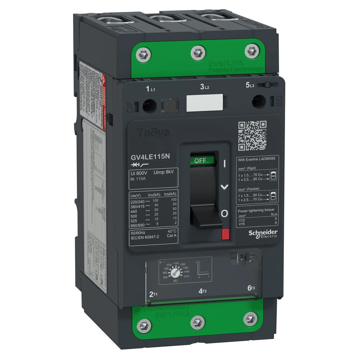 Schneider GV4LE115N - GV4LE115N - TeSys GV4 Motor Devre Kesici Many. 3P 115A 50kA