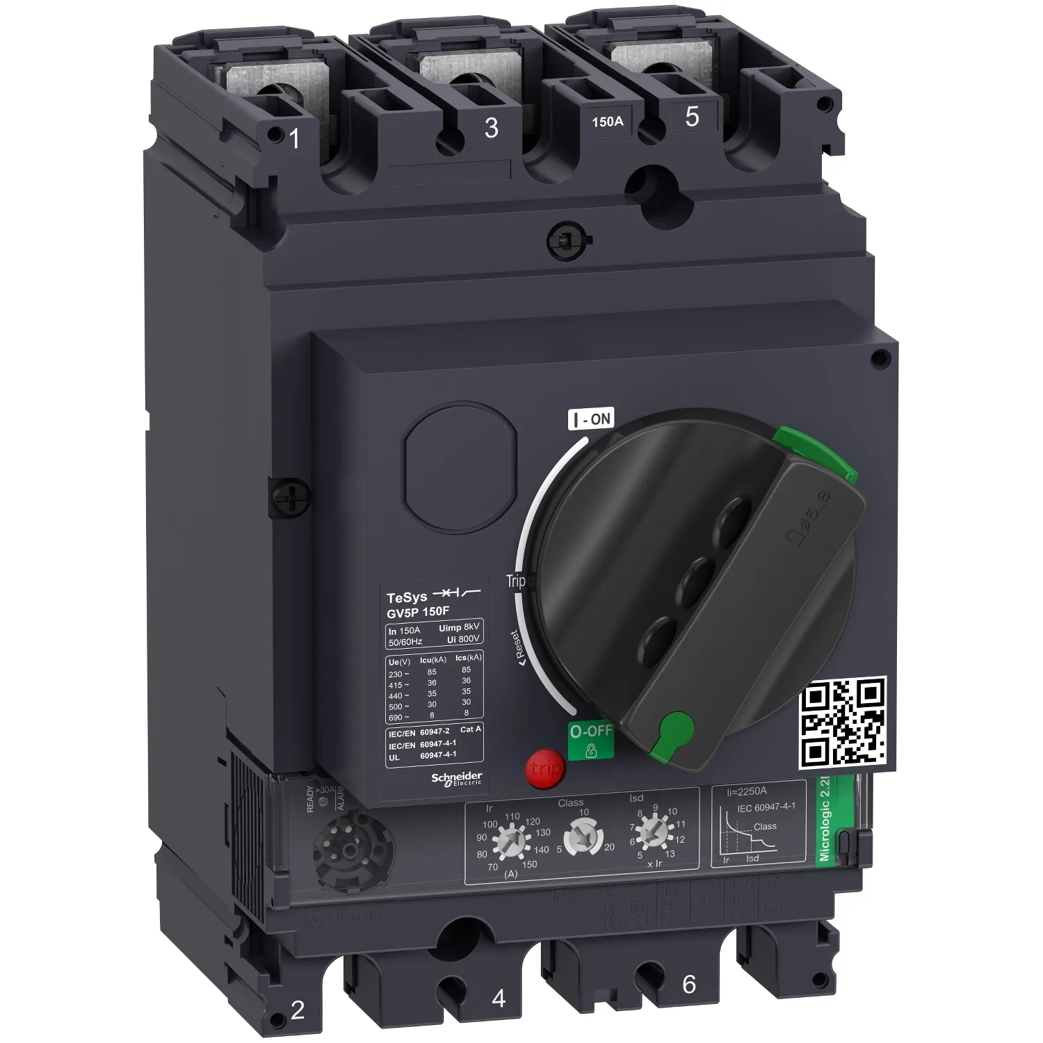 Schneider GV5P150F - Motorschutzschalter, TeSys GV5, 3P, 150A, Icu 36kA, thermomagnetisch