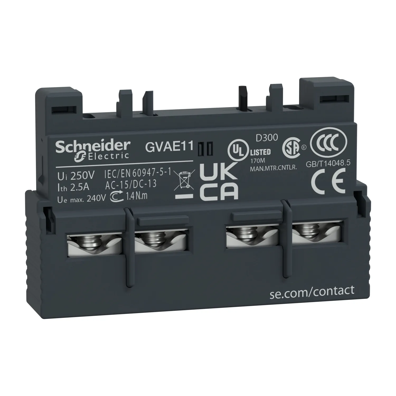 Schneider GVAE11 - Broches de support; NO + NC; frontal; Prises: bornes à vis