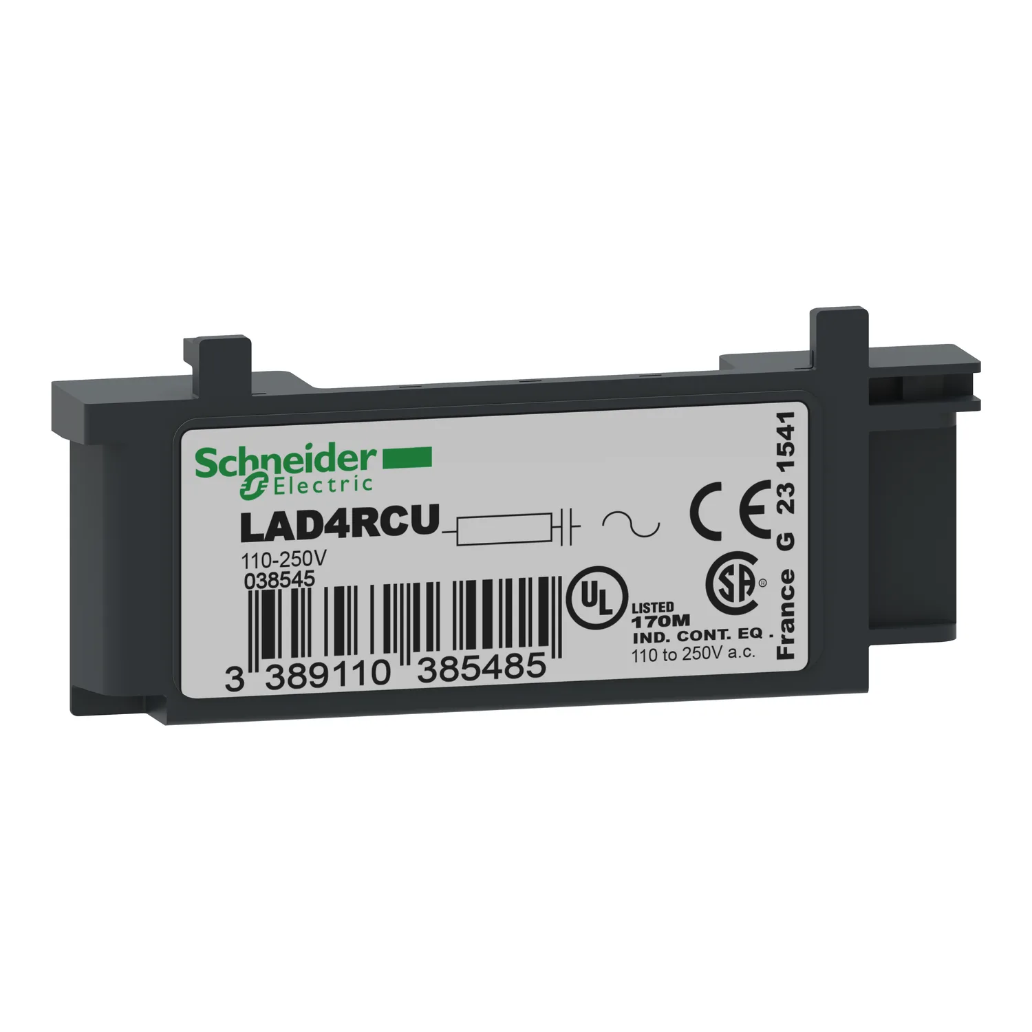 Schneider LAD4RCU - LAD4RCU - Aşırı gerilim koruyucu; RC elemanı; yan; -25÷55°C; 110÷250VAC; TeSys D