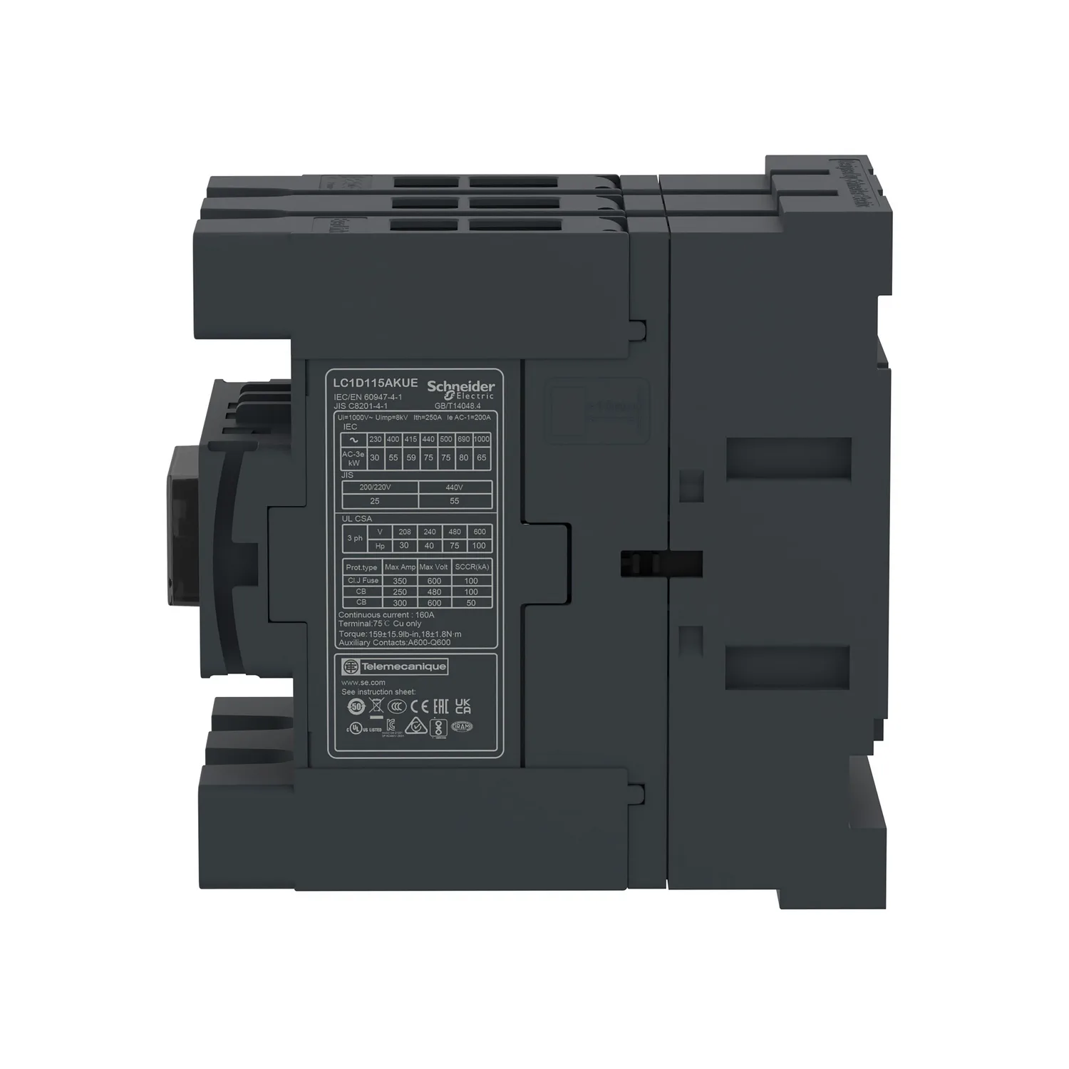 LC1D115AKUE - TeSys Deca Kontaktör 115A 3P 100-250V ACDC - 3