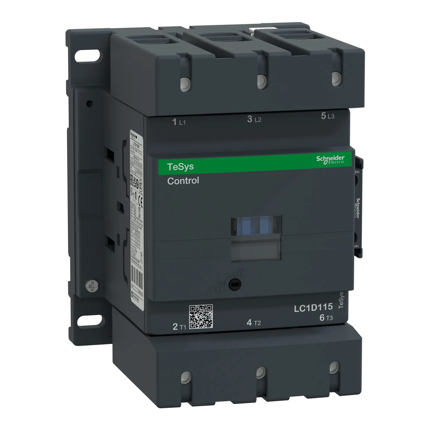 Schneider LC1D115Q7 - Leistungsschütz LC1D 3p, +1S+1Ö, 55 kW, 115 A, 400 V AC3, Spule 380 V AC