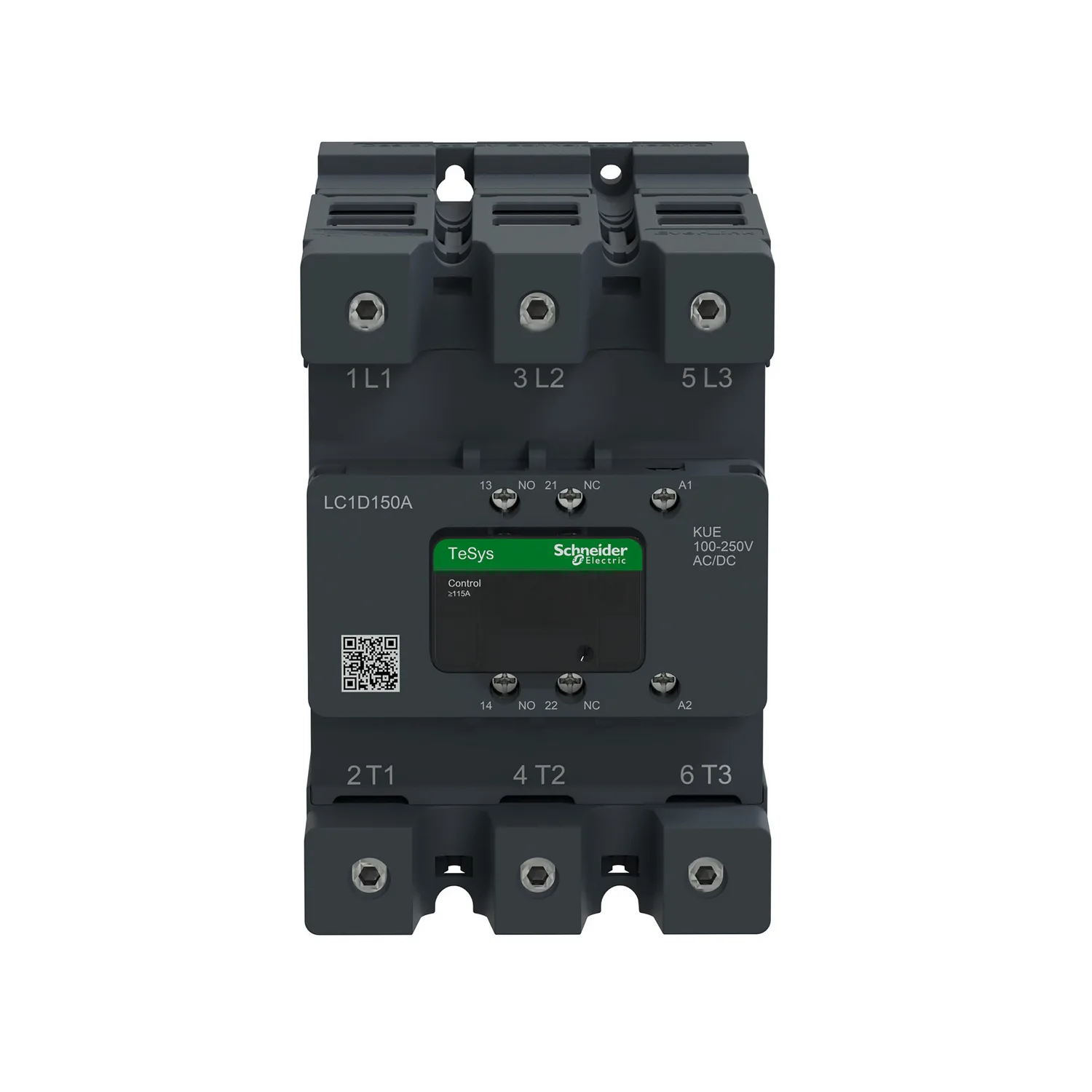 Leistungsschütz TeSys Deca LC1D 3p, +1S+1Ö, 75 kW, 150 A, 400 V AC3, Spule 100-250V AC/DC, mit EverLink Klemmen - 4