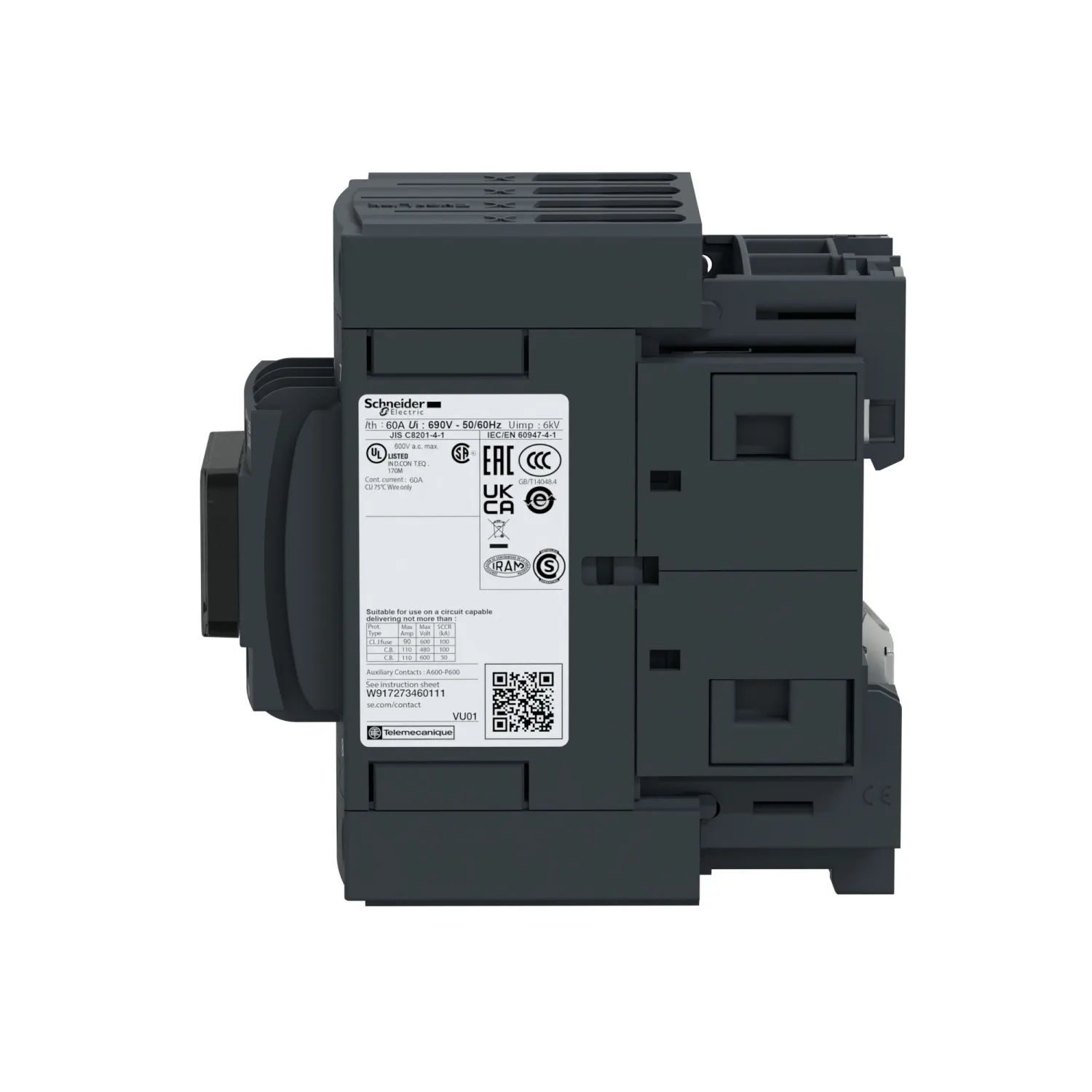 LC1DT60ABNE - TeSys Deca Kontaktör 4P 60A AC3 NA+NK 24-60V ACDC EVLK - 2