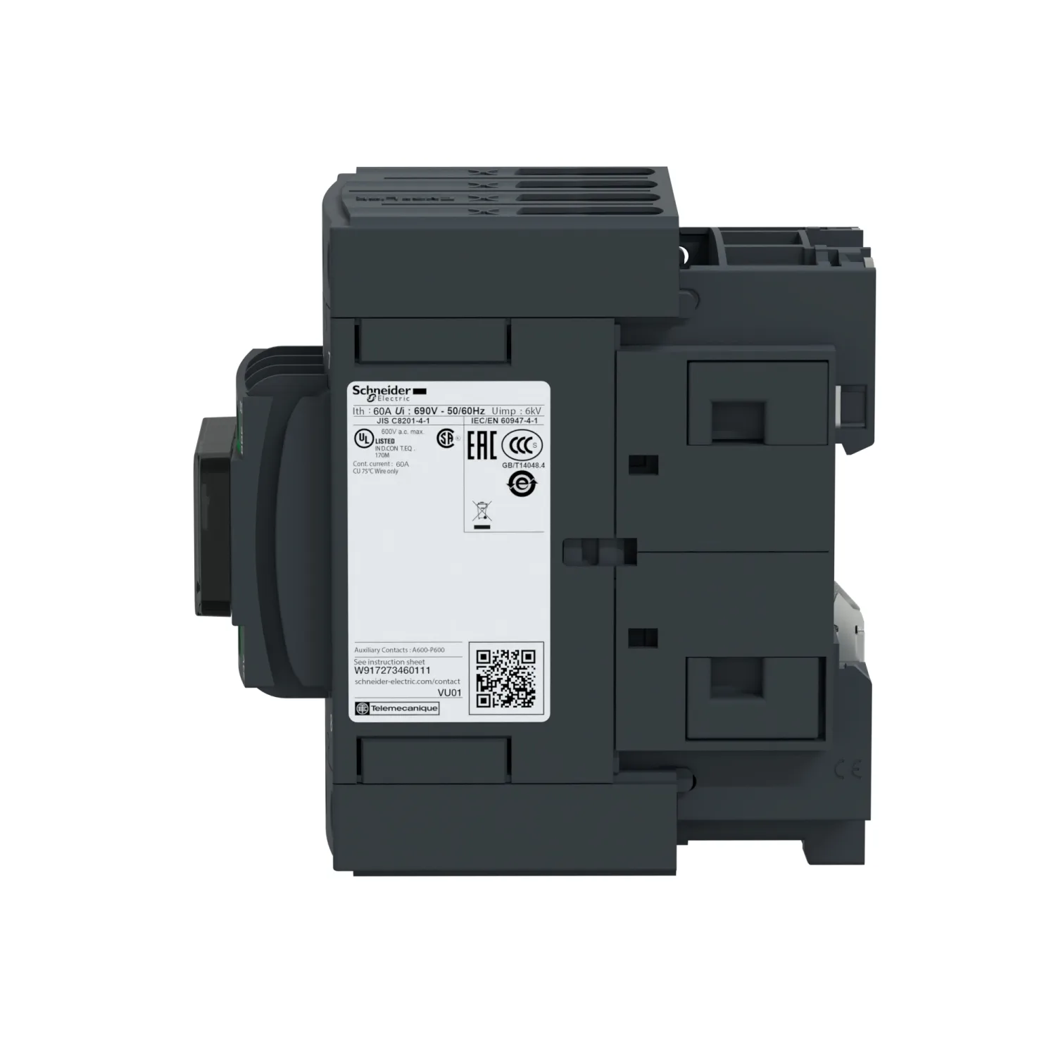 LC1DT60ABNE - TeSys Deca Kontaktör 4P 60A AC3 NA+NK 24-60V ACDC EVLK - 5