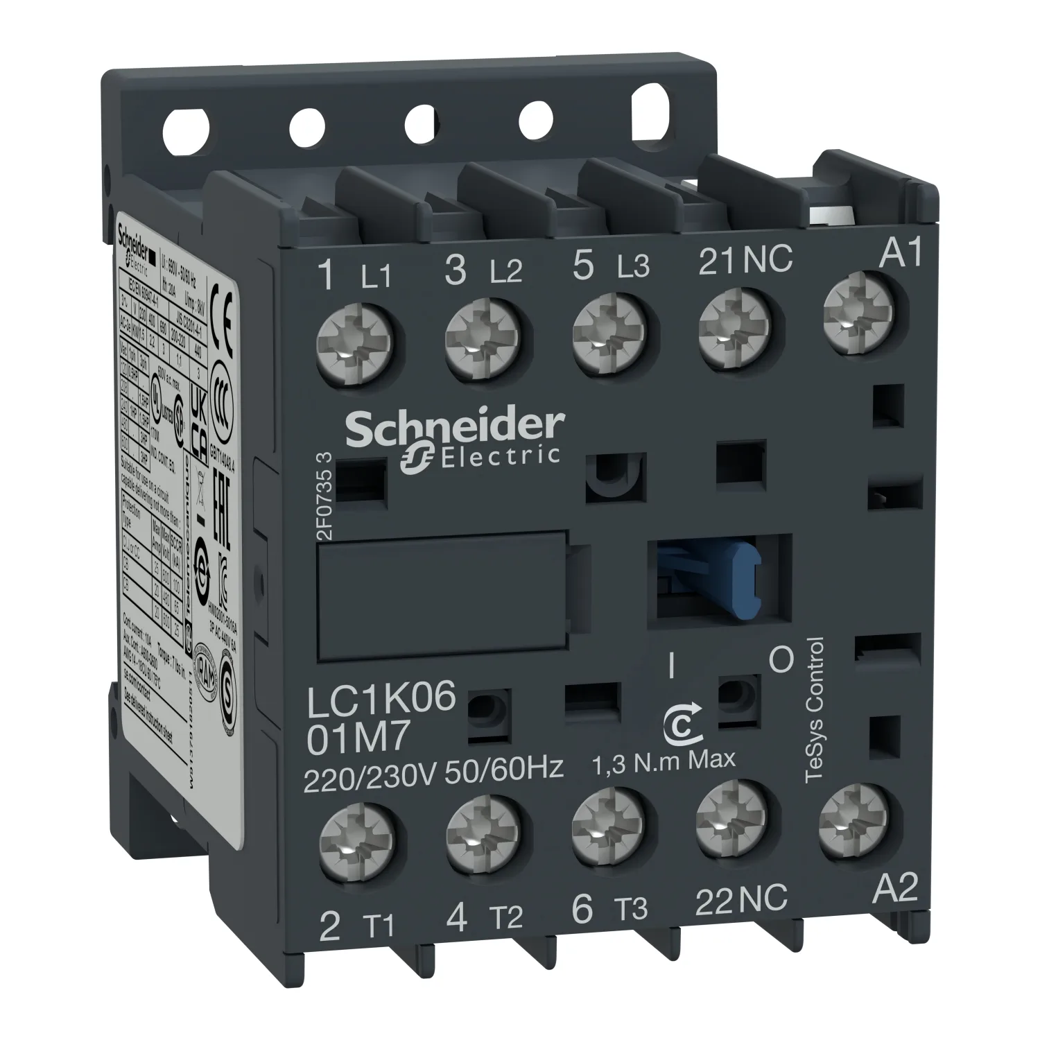 Schneider LC1K0901E7 - LC1K0901E7 - Kontaktör: 3 kutuplu; NA x3; Yardımcı kontaklar: NK; 48VAC; 9A; G: 45mm