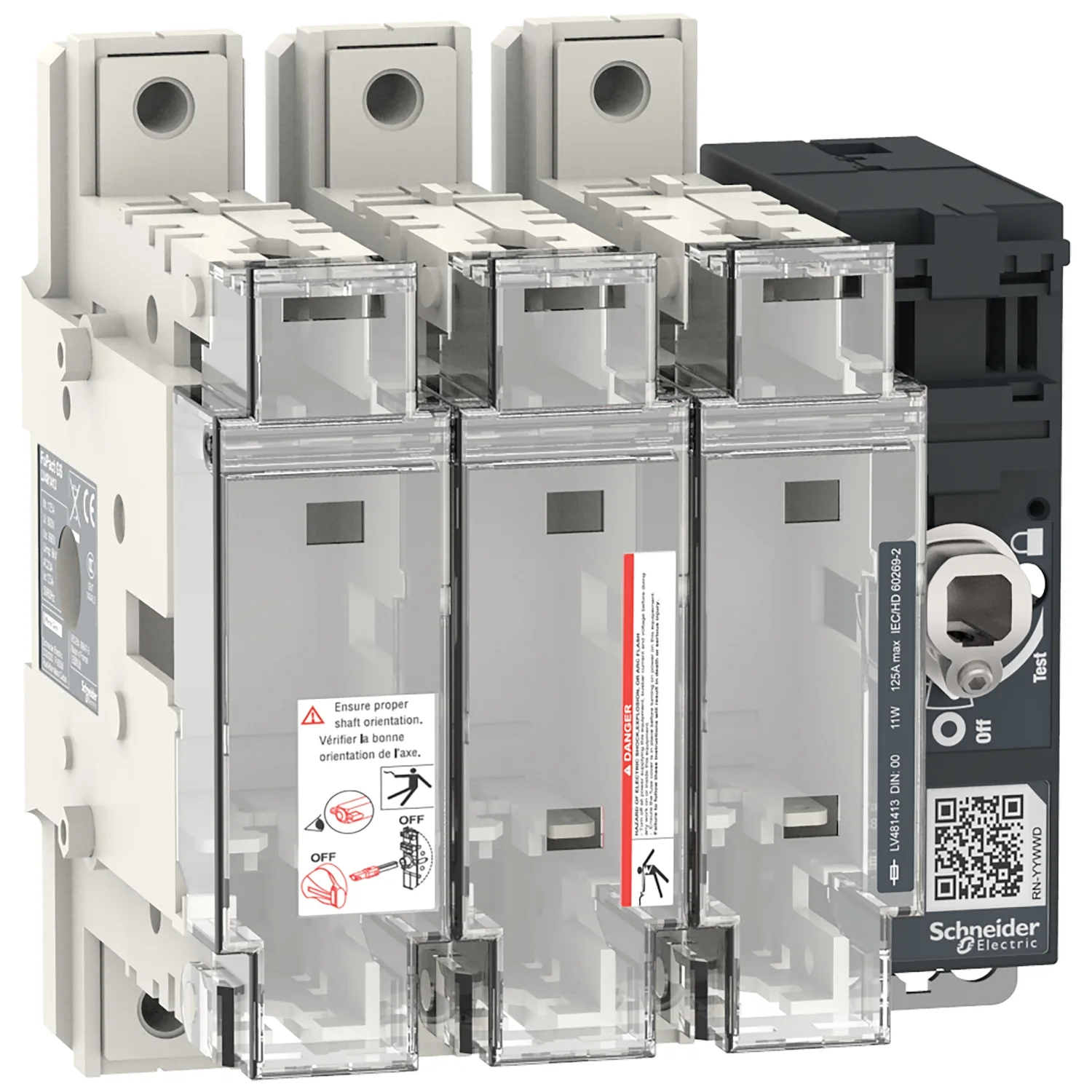 Schneider LV481413 - FuPacT - GS - interrupteur sectionneur fusible - 125A - 3P - DIN 00/000 F&R CTRL