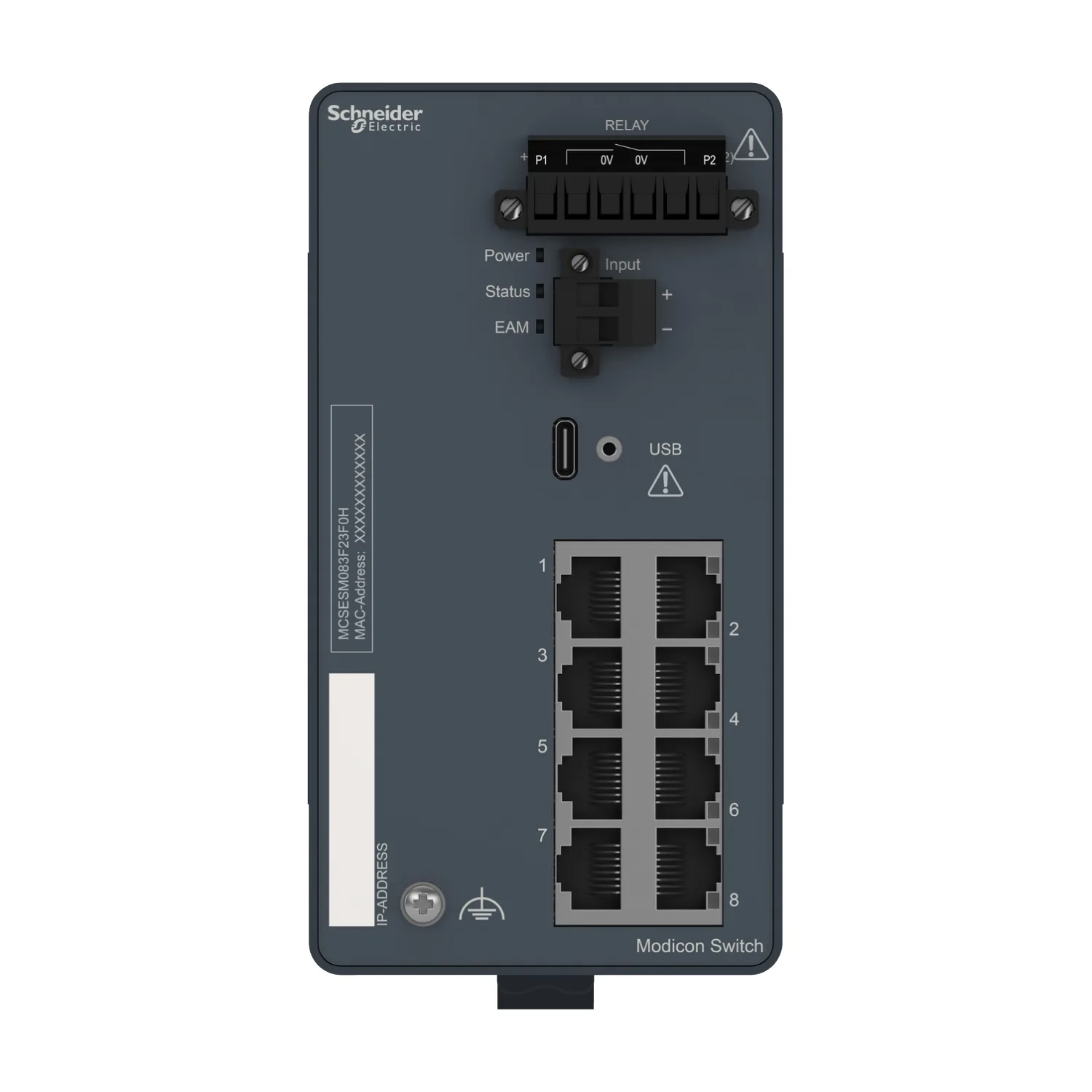 Modicon Managed Switch, 8 Ports für Kupfer (8TX 10/100 Mbit/s), robuste Ausführung - 6