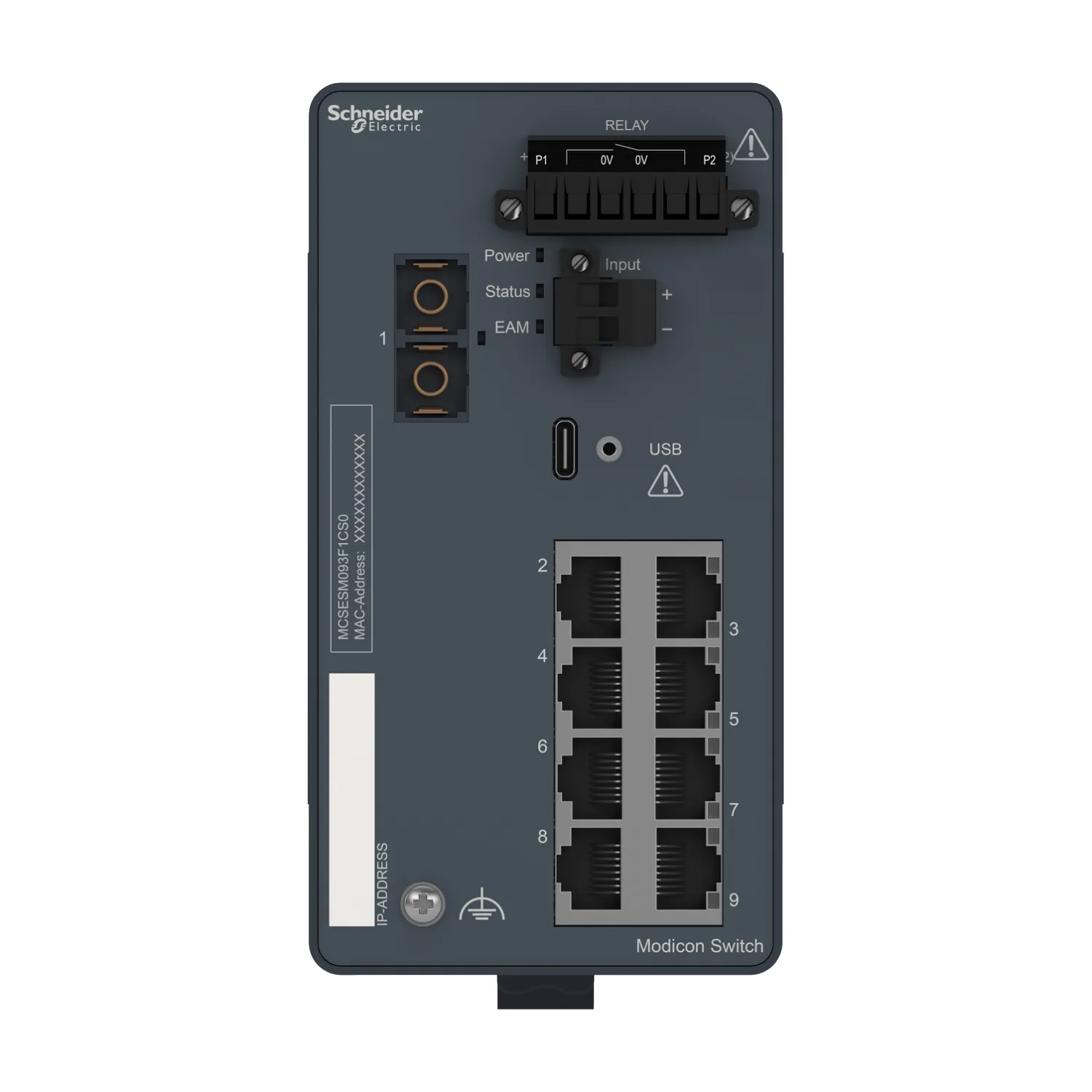 Modicon Switch administré - 8 ports cuivre & 1 port fibre monomode - 6