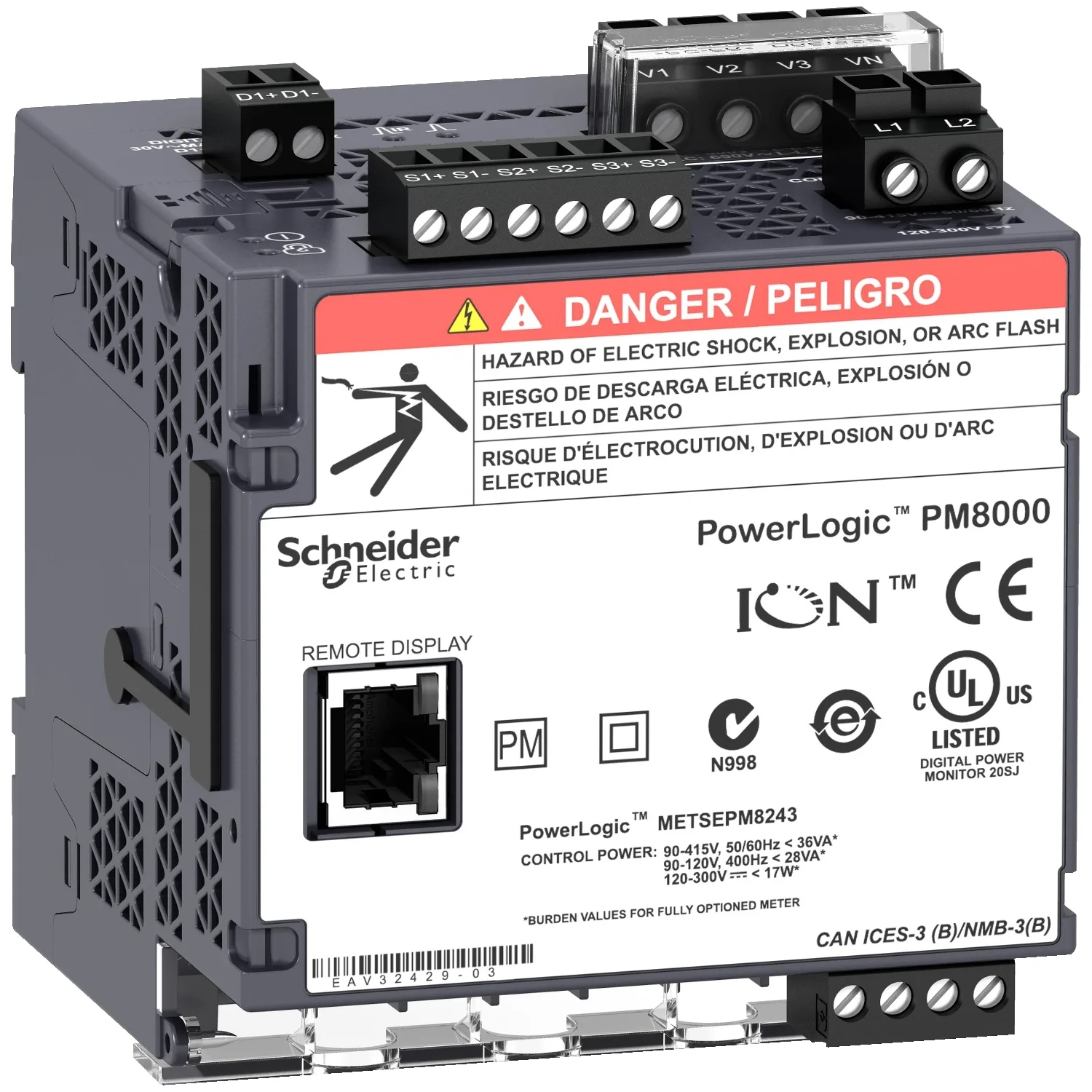 Schneider METSEPM8213 - PM8000 LVDC DIN Rayı Monte Ekransız