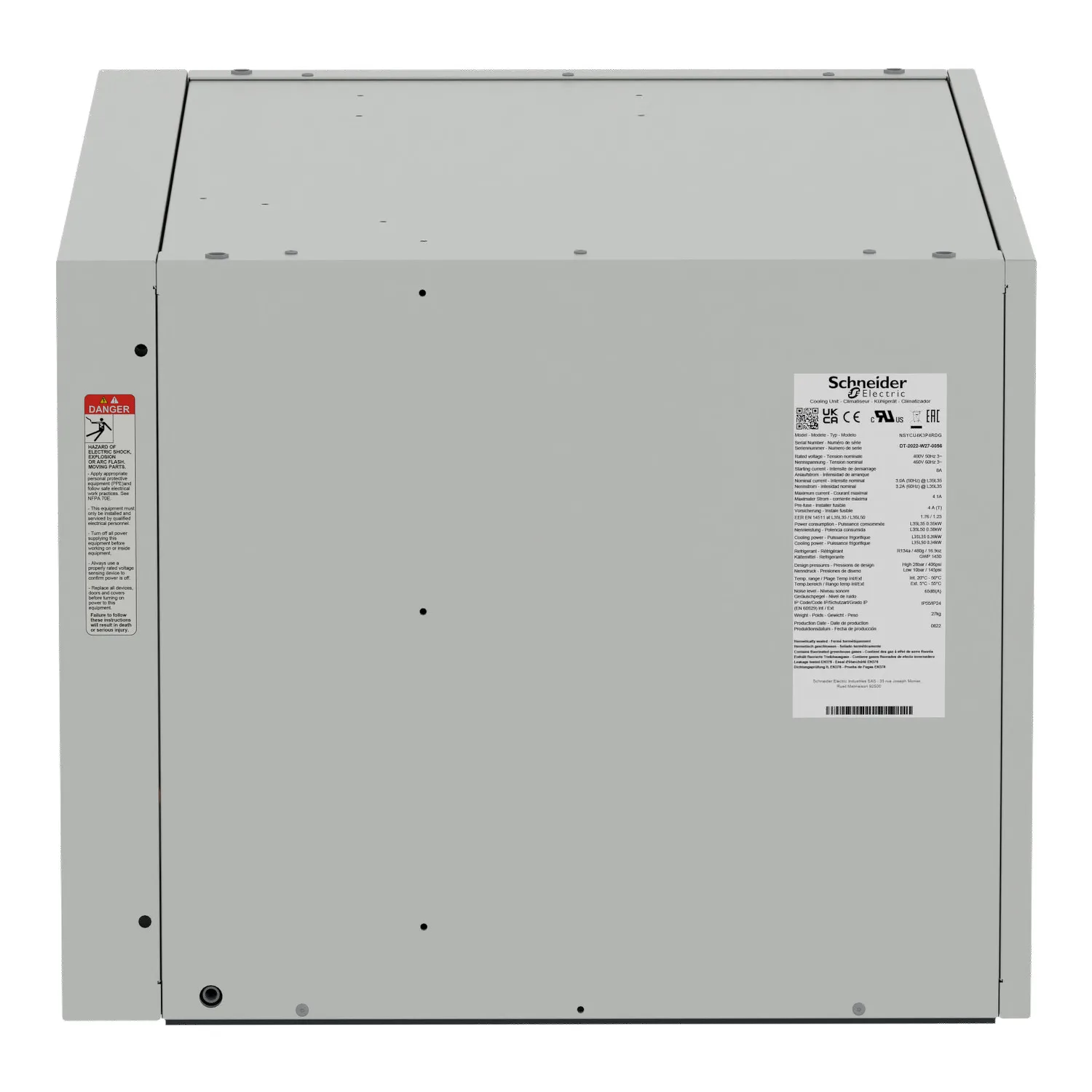 NSYCU4K3P4RDG - Çatı Bağlantılı Soğutma Ünitesi, Climasys CU, 4kW, 3 kutuplu, 380/460V, 50/60Hz, IP54 - 3