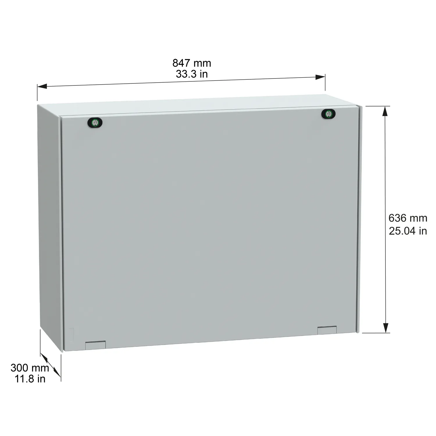 Landscape (Horizontal) Polyestergehäuse monobloc H636xB847xT300mm IP66, IK10, RAL 7035 - 2