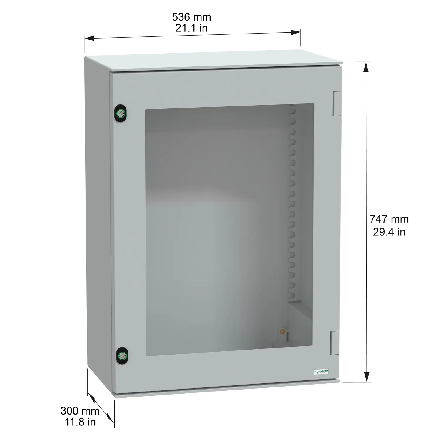 PanelSeT PLM Polyestergehäuse - Wandmontage, transparente Tür, ohne MP H747xB536xT300mm IP66, IK10, RAL 7035 - 2